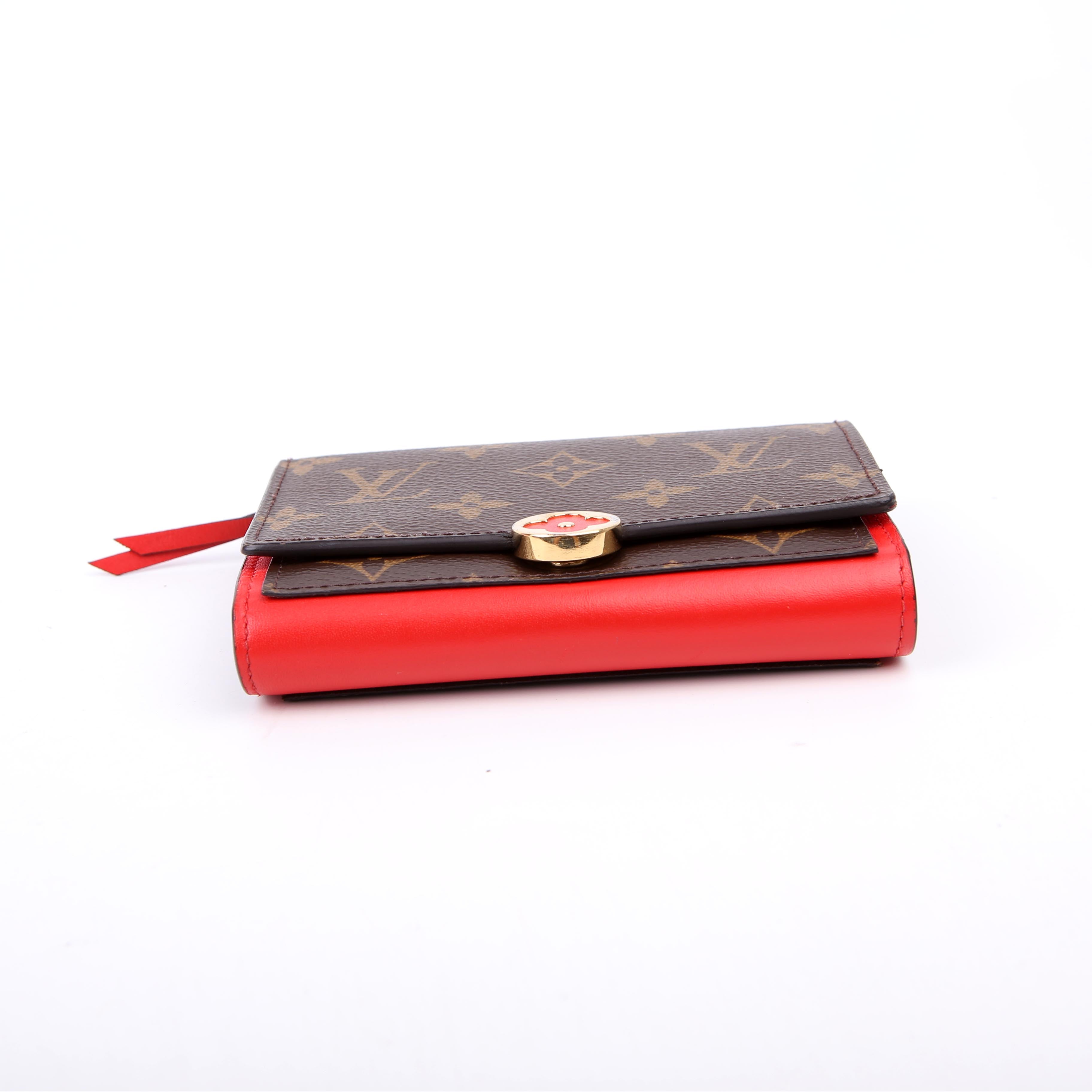 Flore Compact Wallet Monogram Red