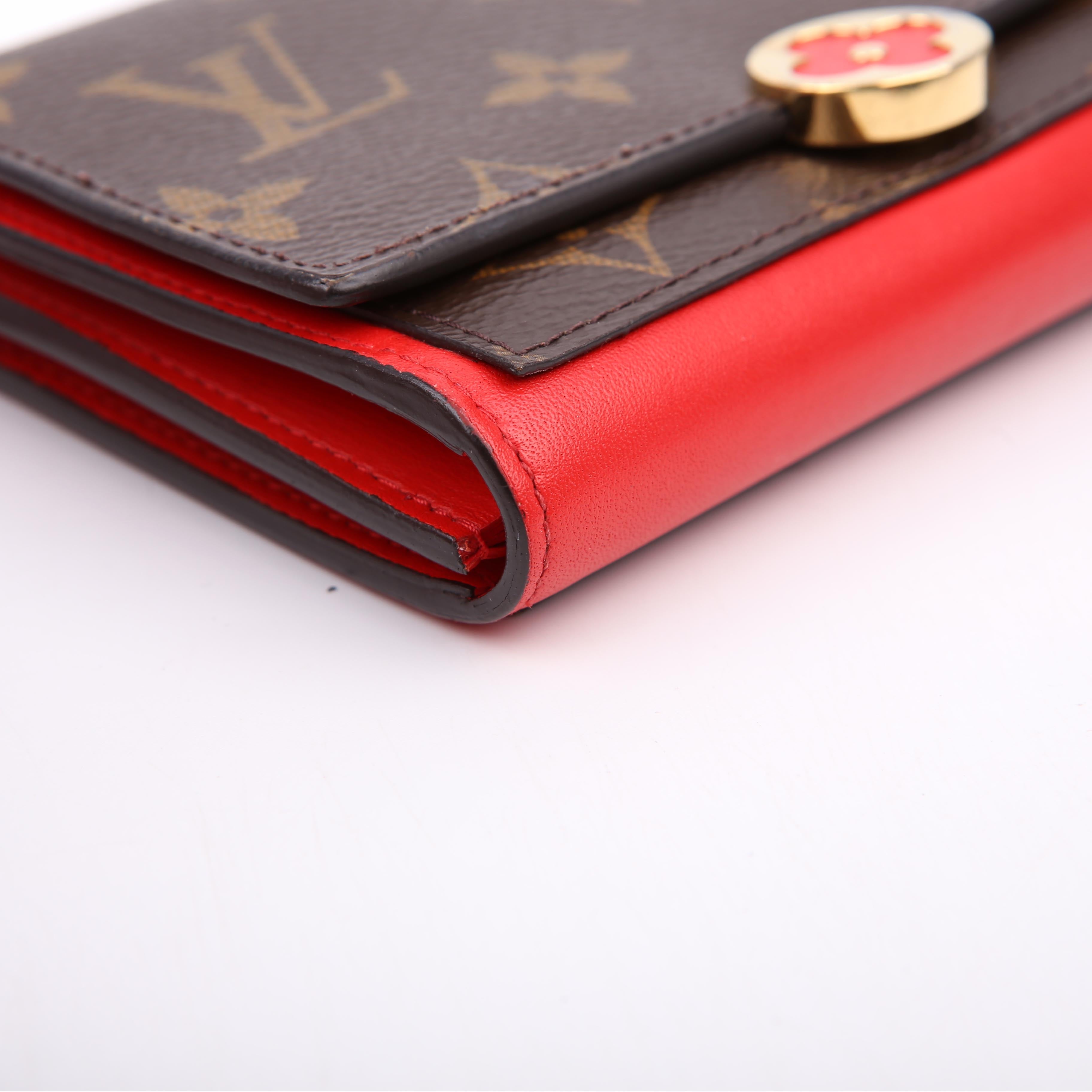 Flore Compact Wallet Monogram Red