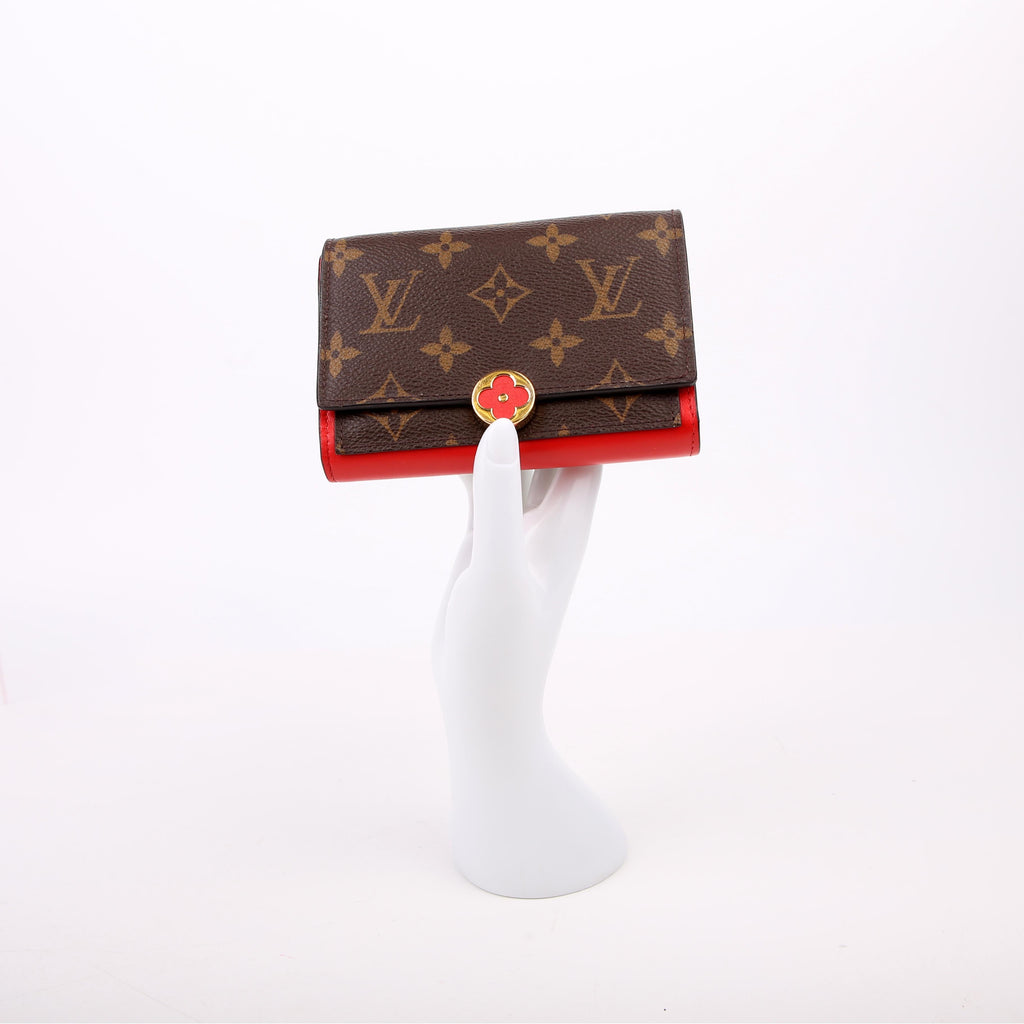 Flore Compact Wallet Monogram Red