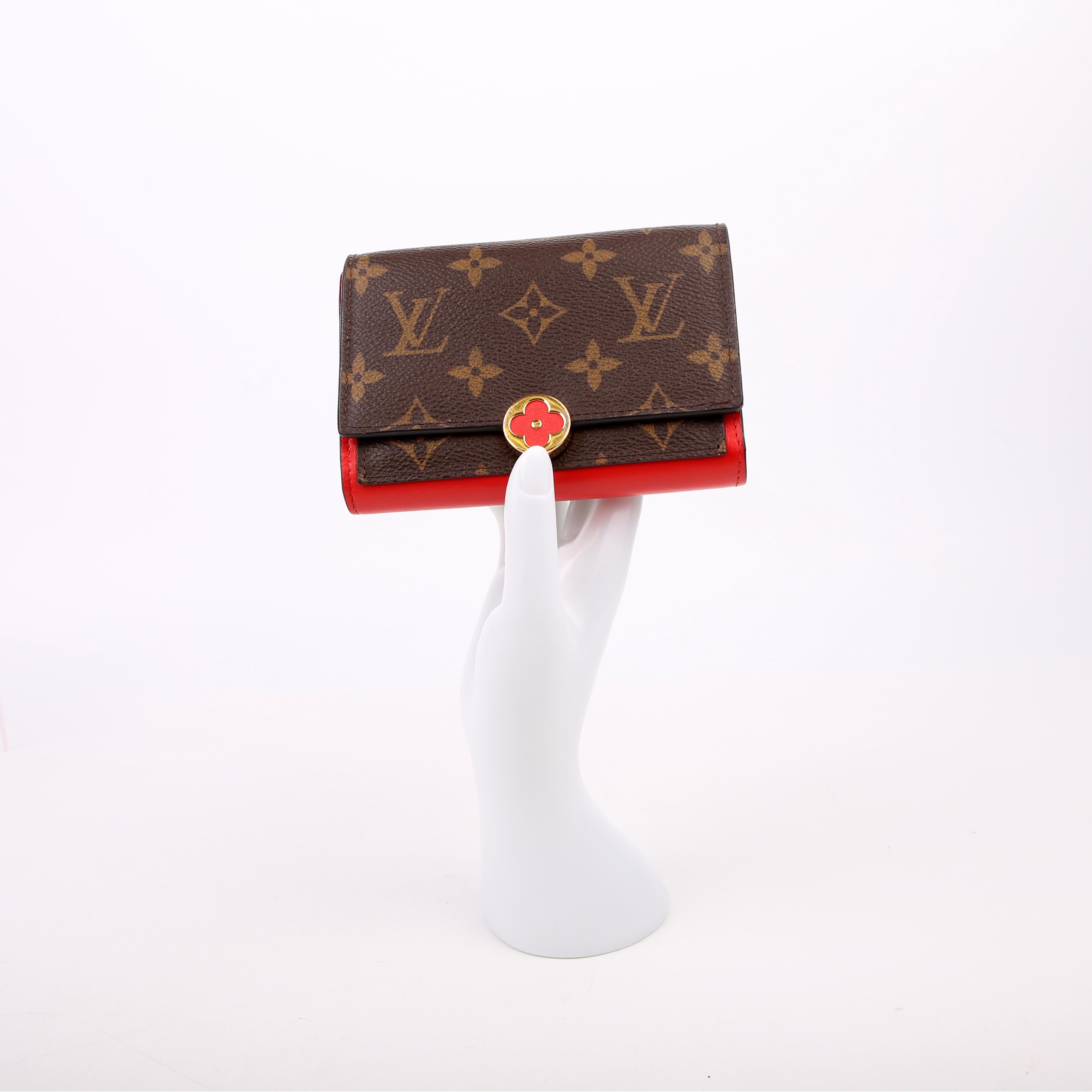 Flore Compact Wallet Monogram Red