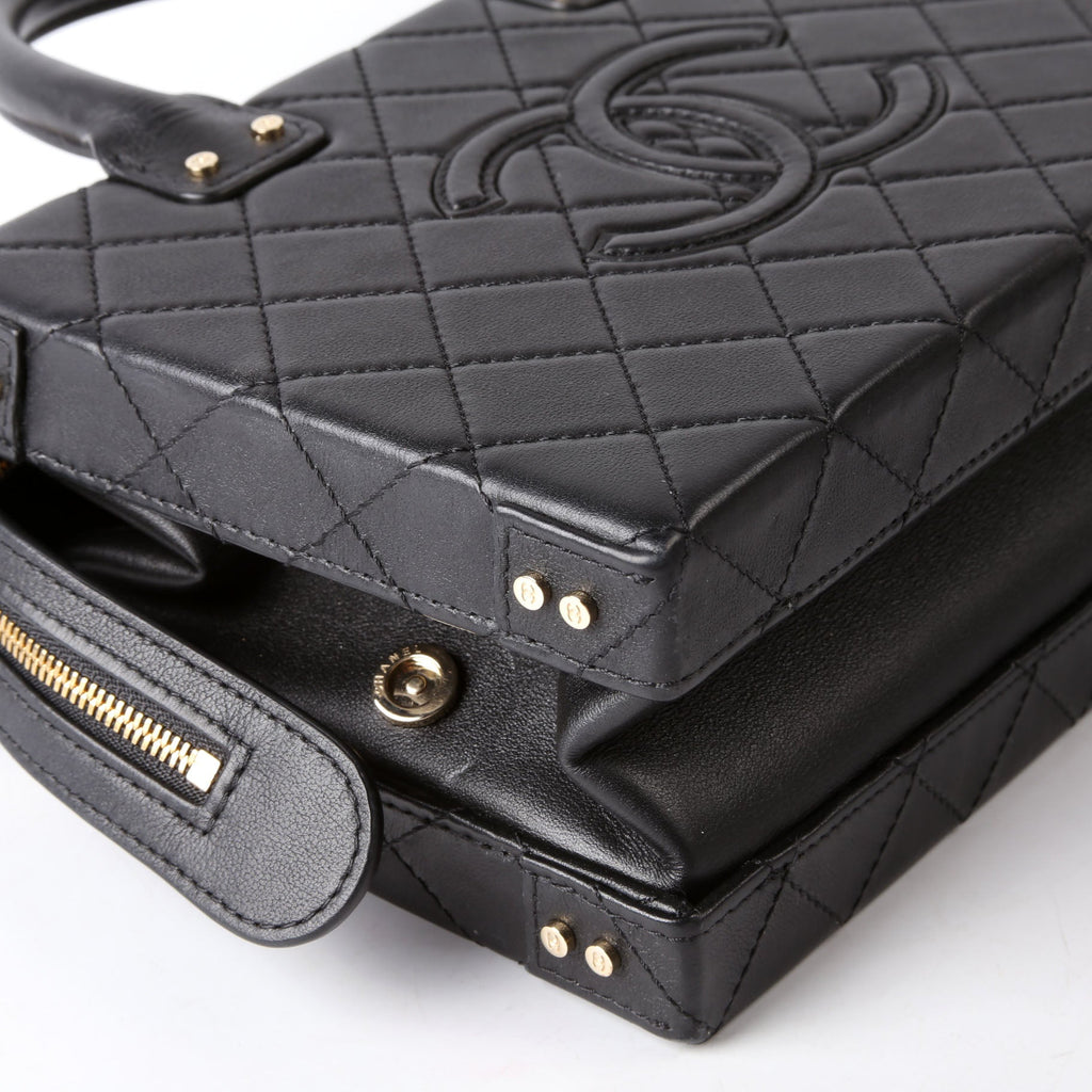 Studded Square Vanity Case Calfskin RFID Black