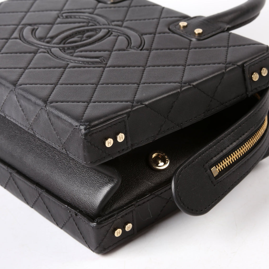 Studded Square Vanity Case Calfskin RFID Black