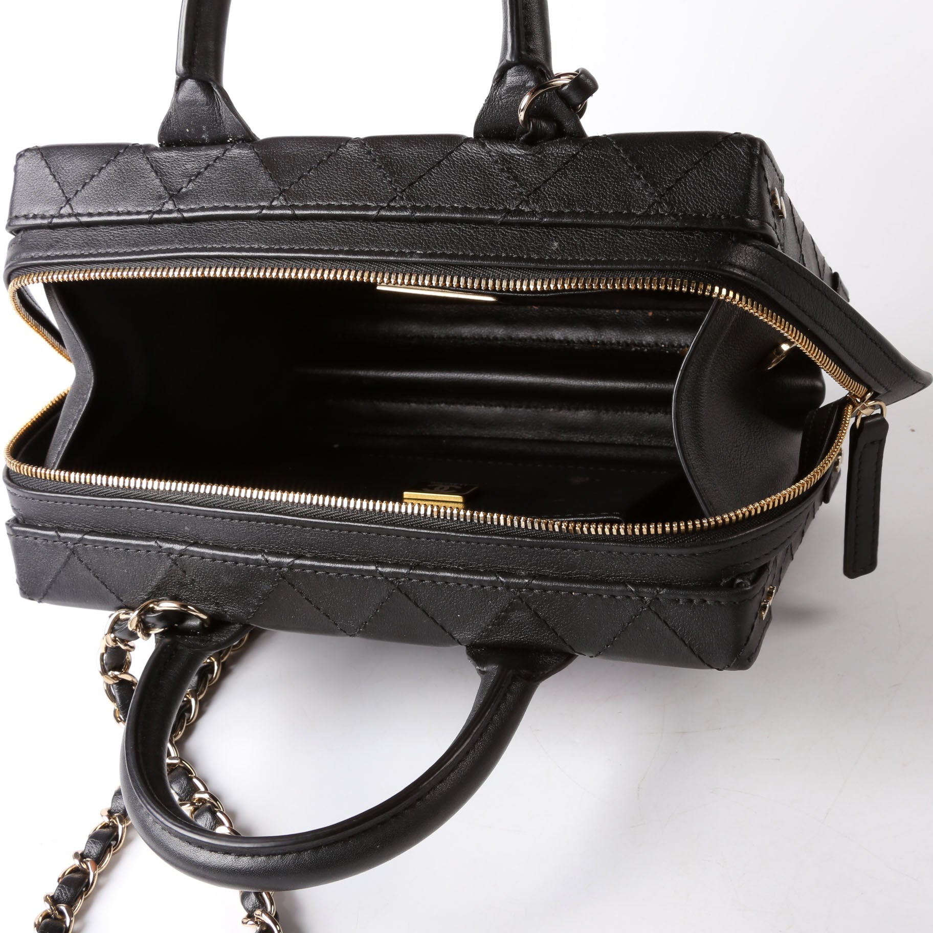Studded Square Vanity Case Calfskin RFID Black