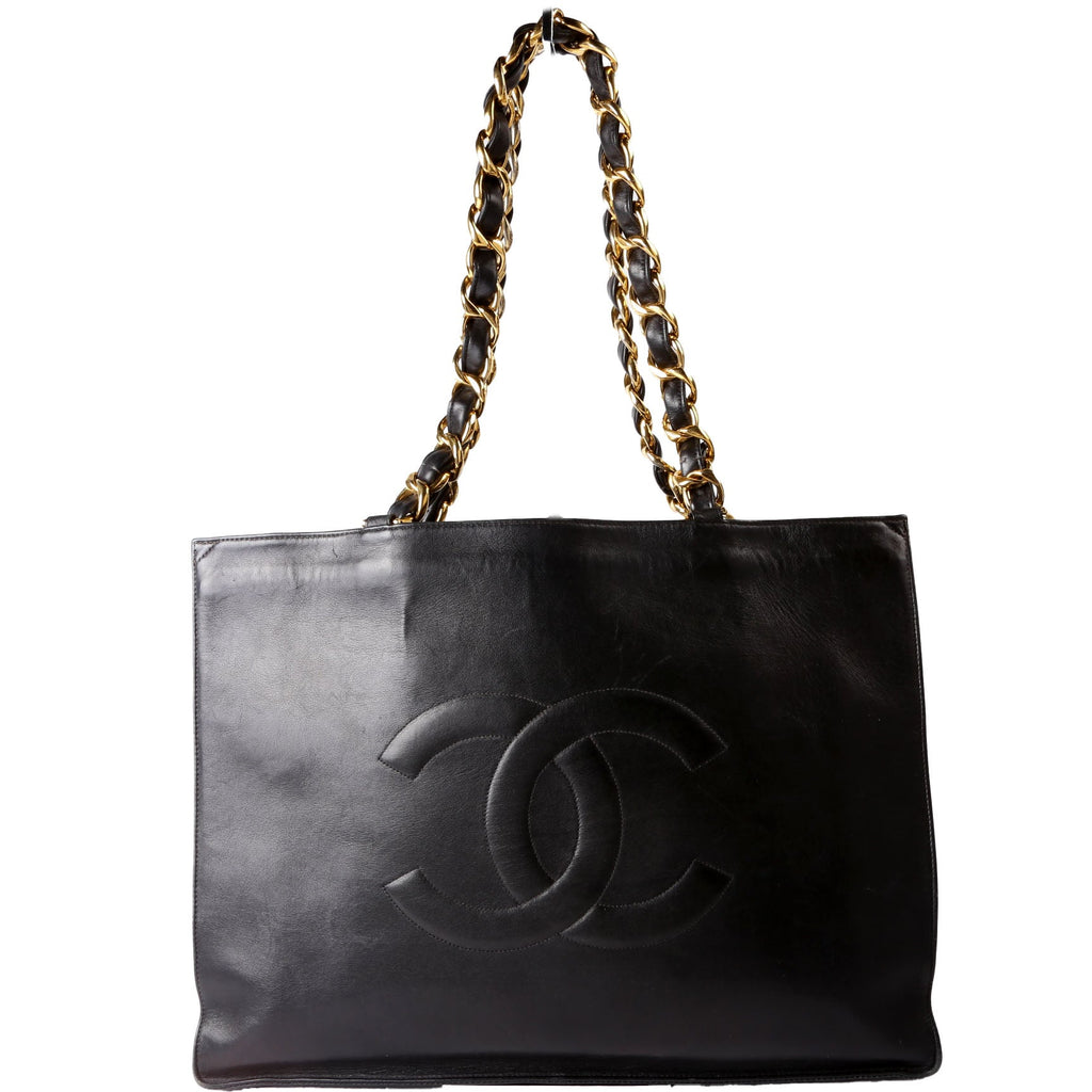 CC Lambskin Chain Tote Extra Large Vintage Black
