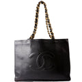 CC Lambskin Chain Tote Extra Large Vintage Black
