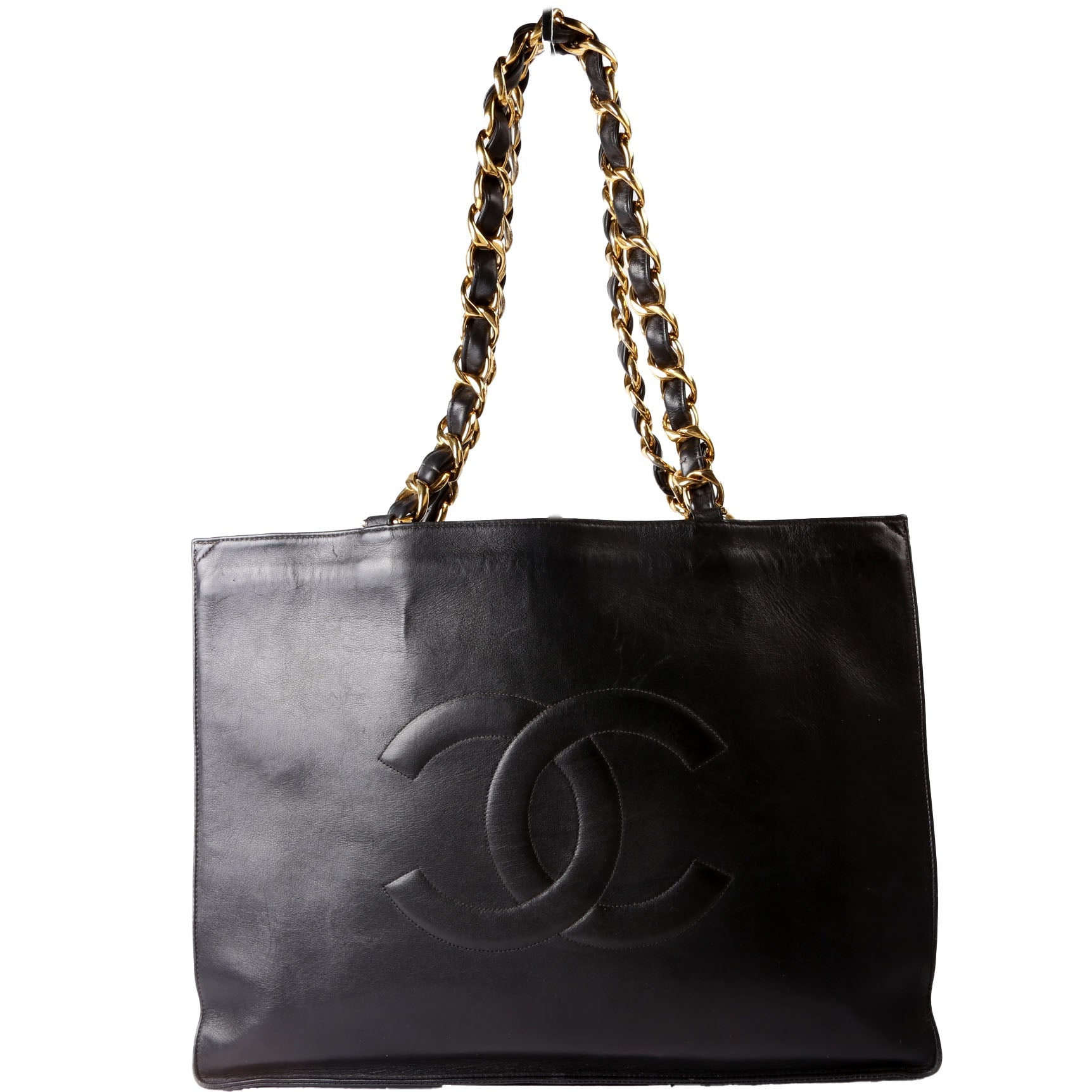 CC Lambskin Chain Tote Extra Large Vintage Black