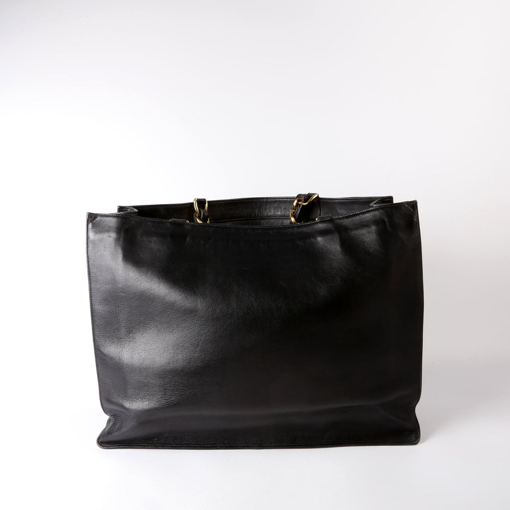 CC Lambskin Chain Tote Extra Large Vintage Black