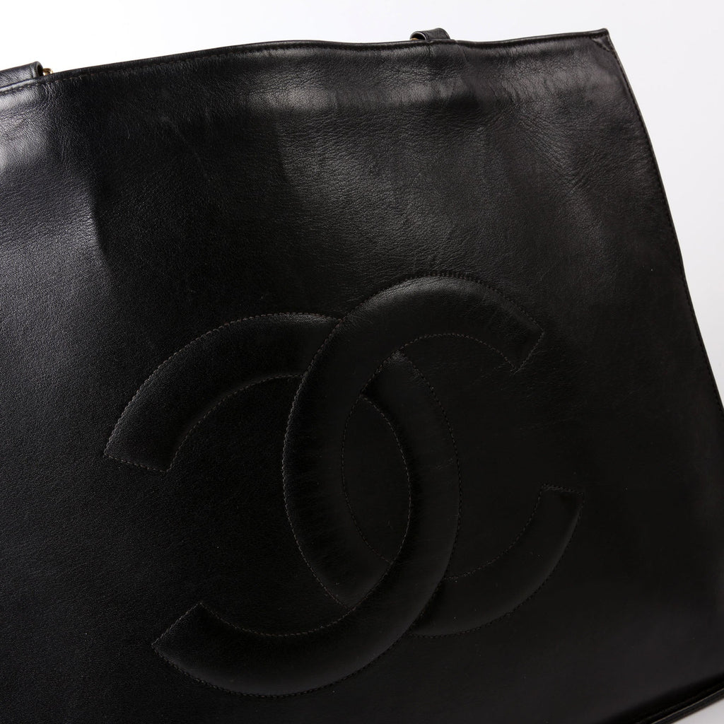 CC Lambskin Chain Tote Extra Large Vintage Black