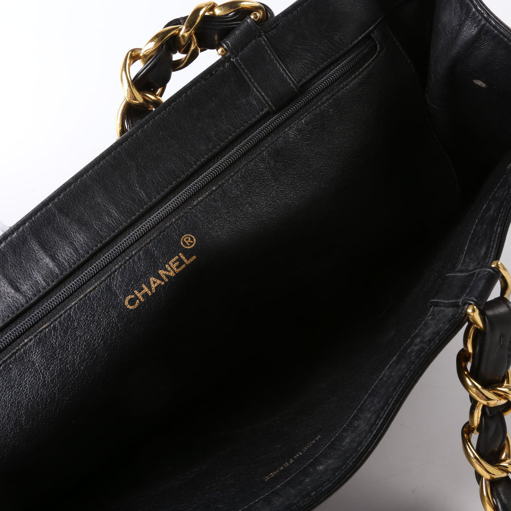 CC Lambskin Chain Tote Extra Large Vintage Black