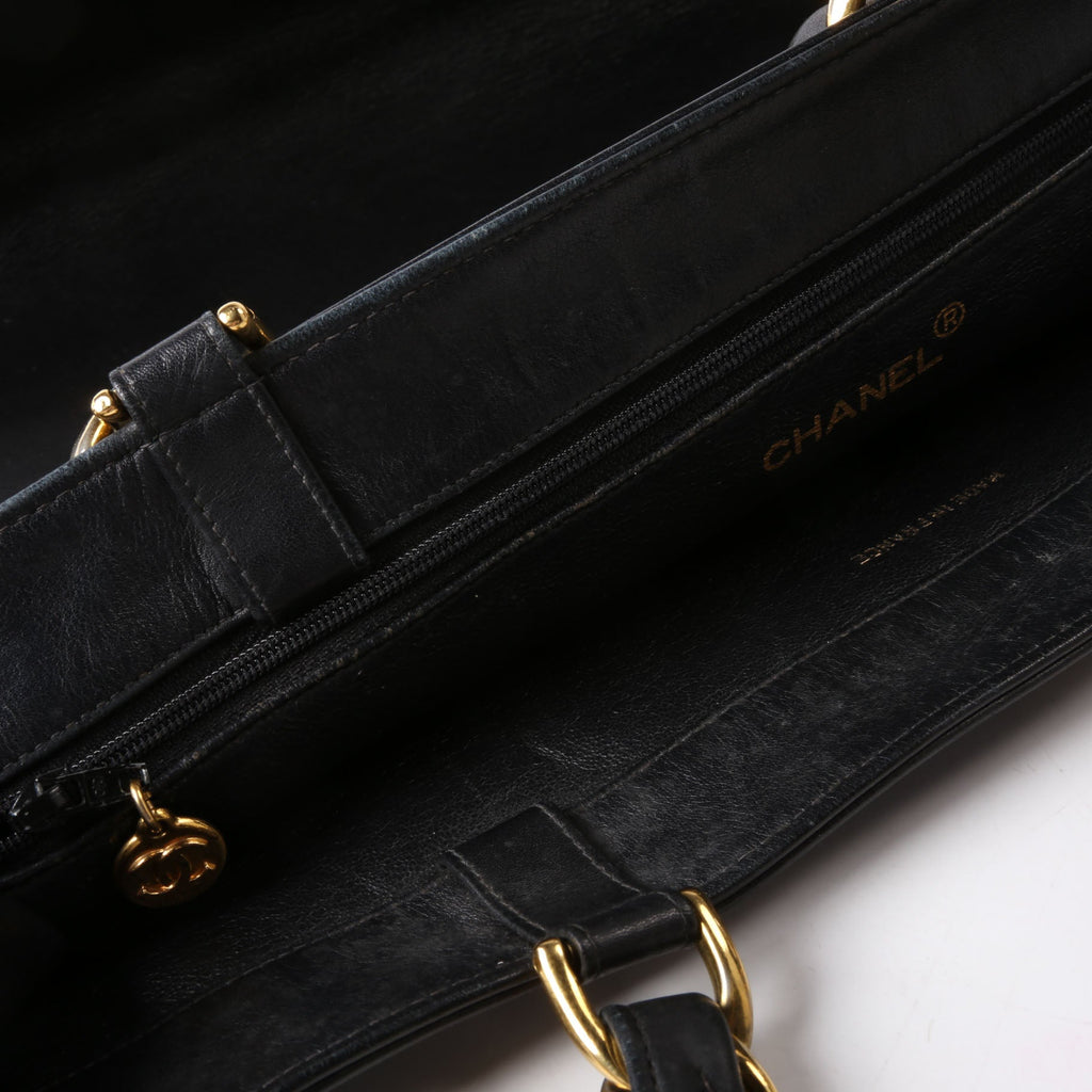 CC Lambskin Chain Tote Extra Large Vintage Black