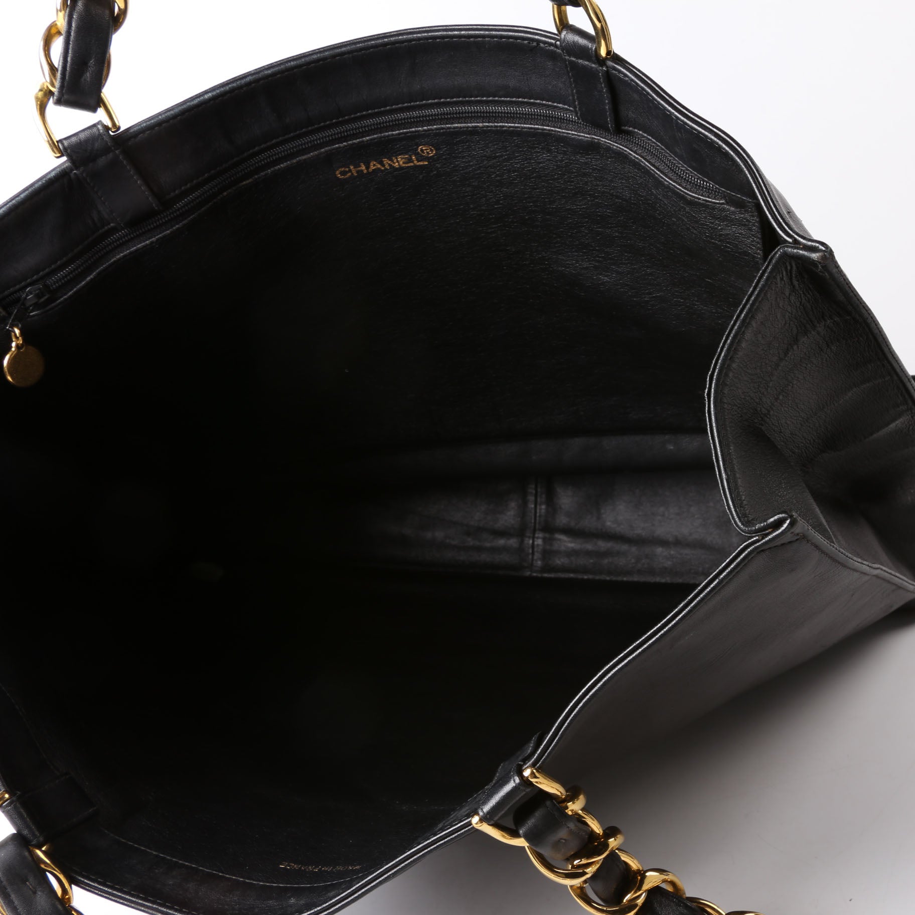 CC Lambskin Chain Tote Extra Large Vintage Black