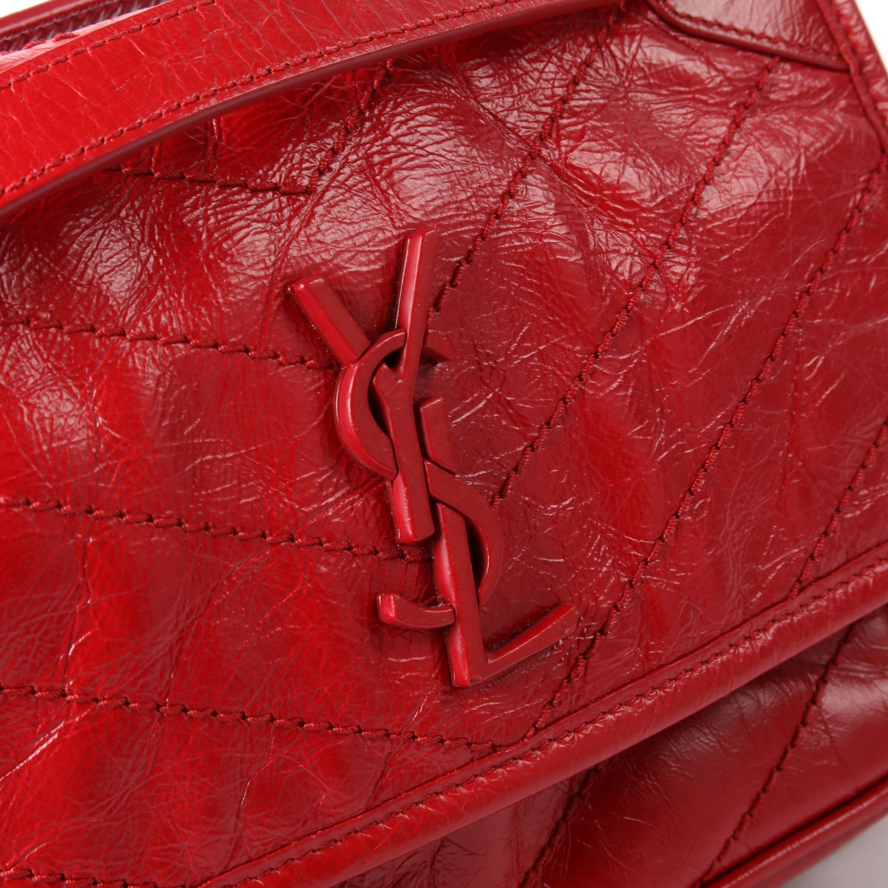 SAINT LAURENT Niki Baby Crinkle Leather 533037 Red