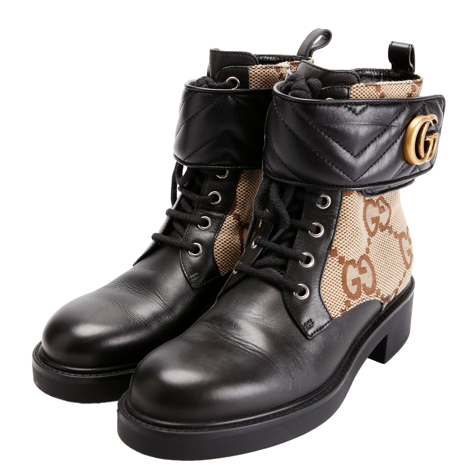 Gucci Jumbo GG Marmont Lace Up Boots Size 36