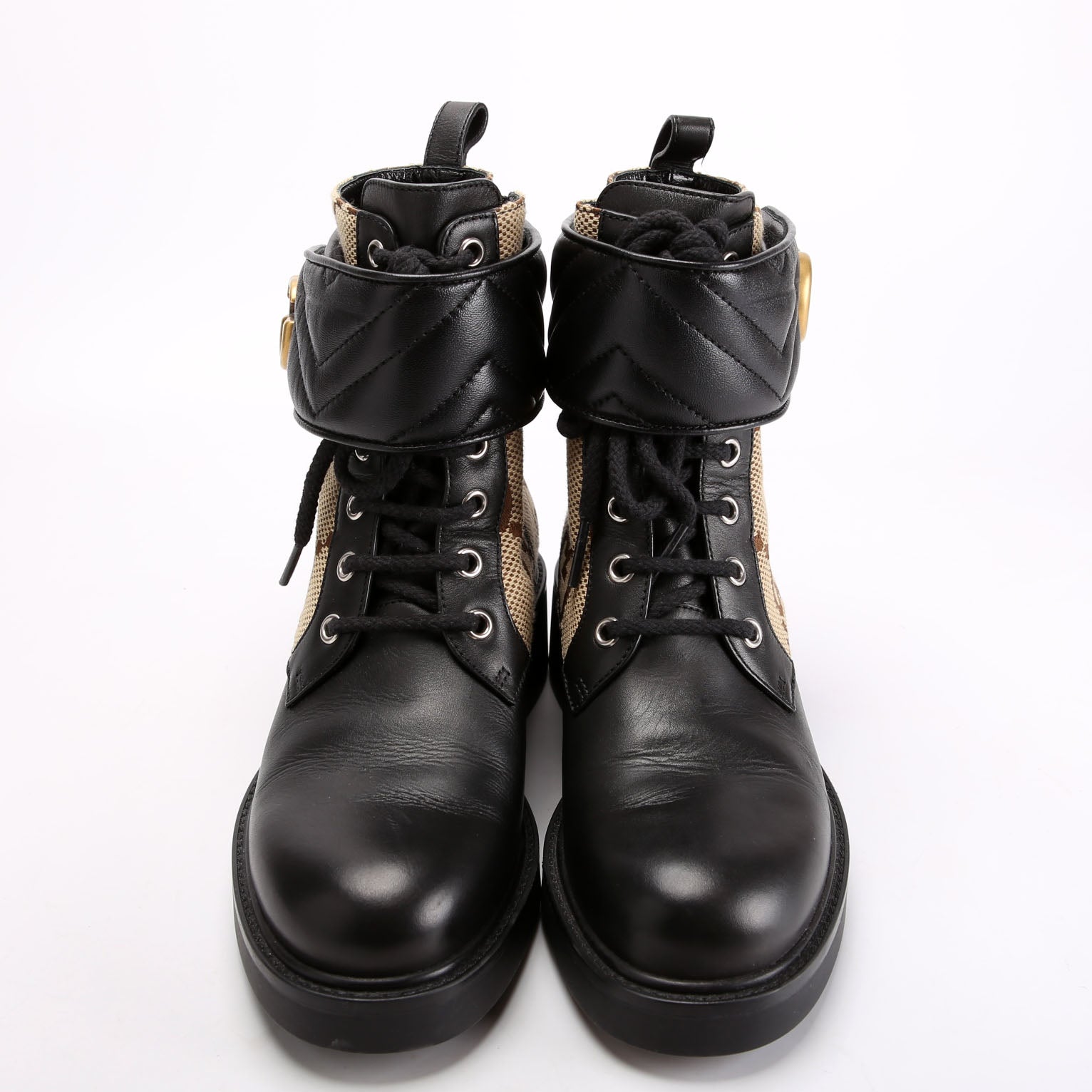 Gucci Jumbo GG Marmont Lace Up Boots Size 36