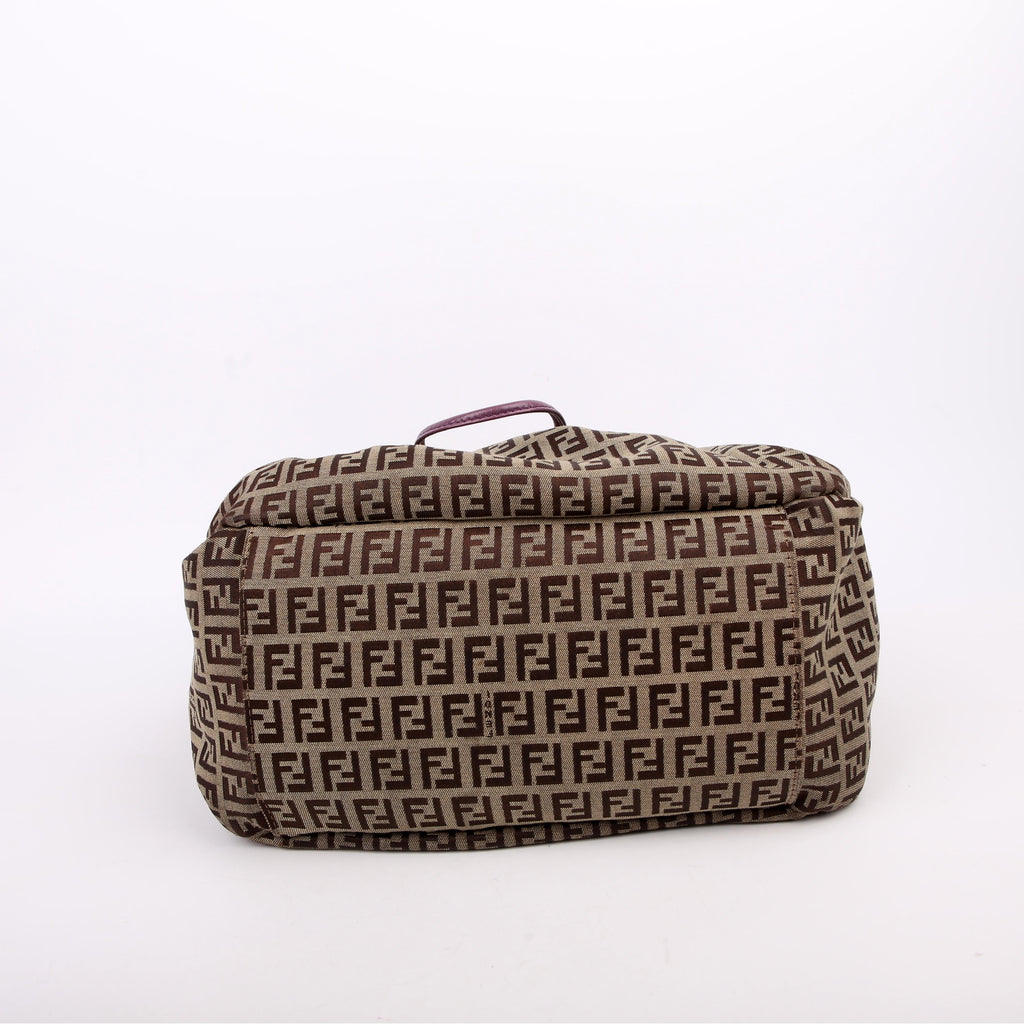 Fendi Zucchino Canvas Small Tote Purple