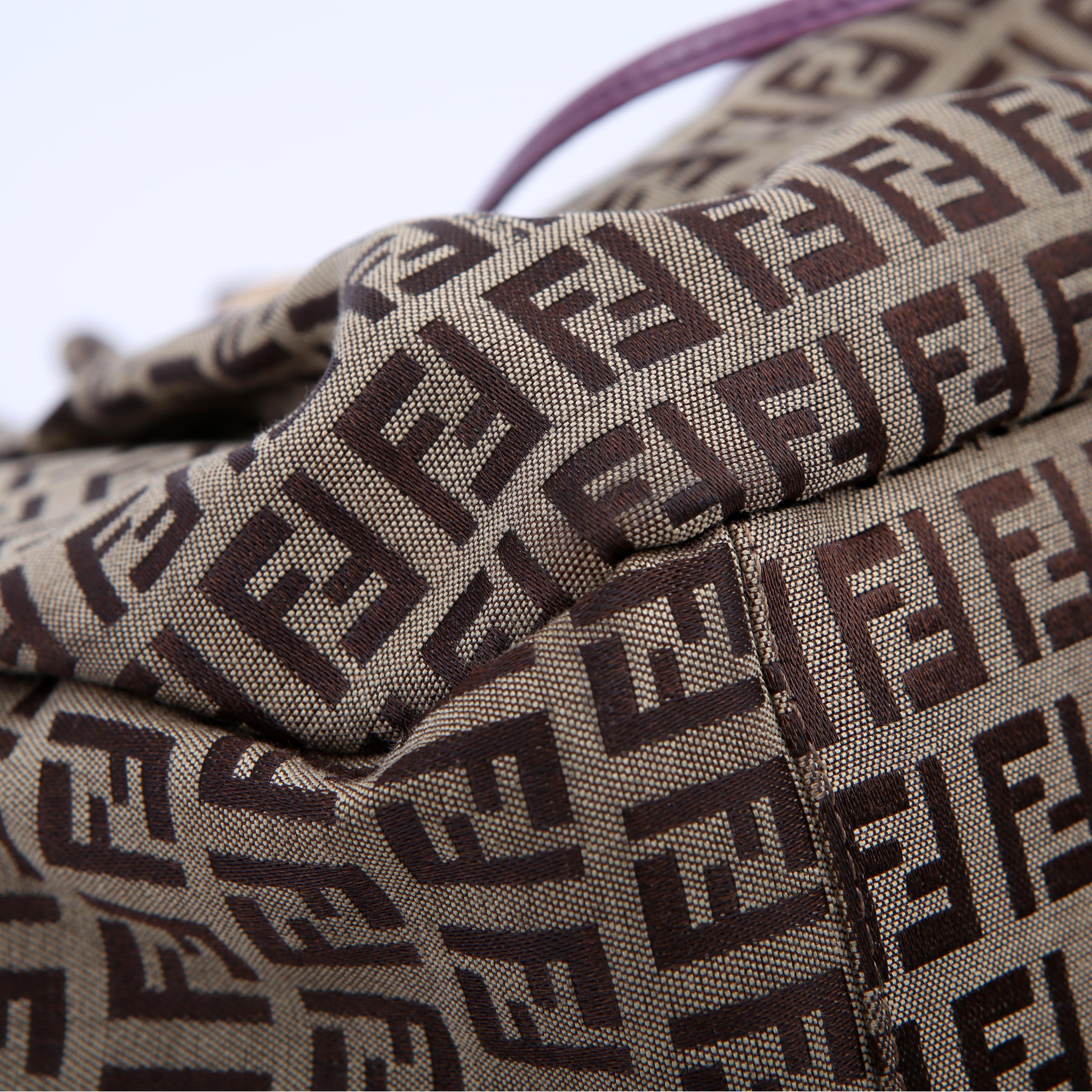Fendi Zucchino Canvas Small Tote Purple