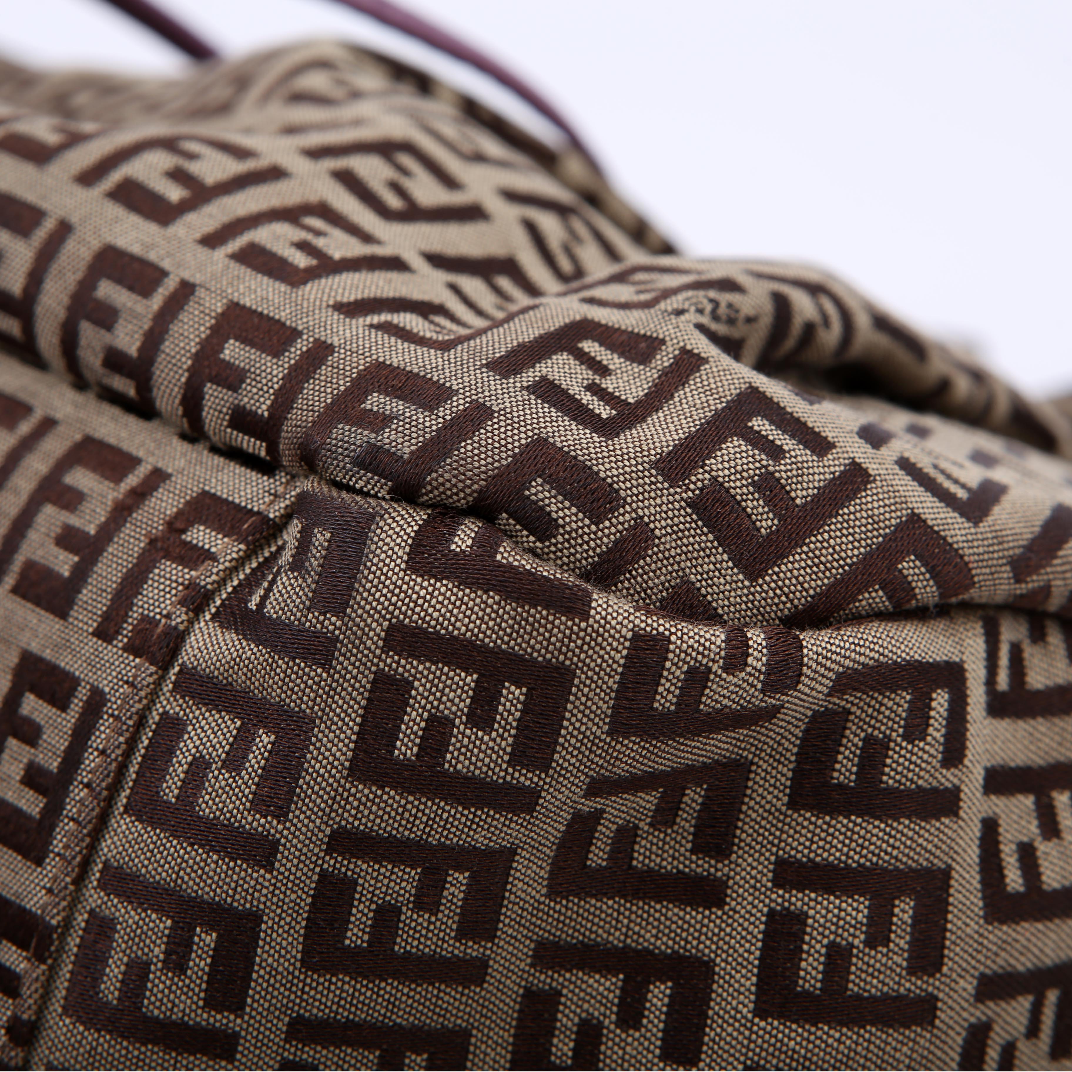 Fendi Zucchino Canvas Small Tote Purple