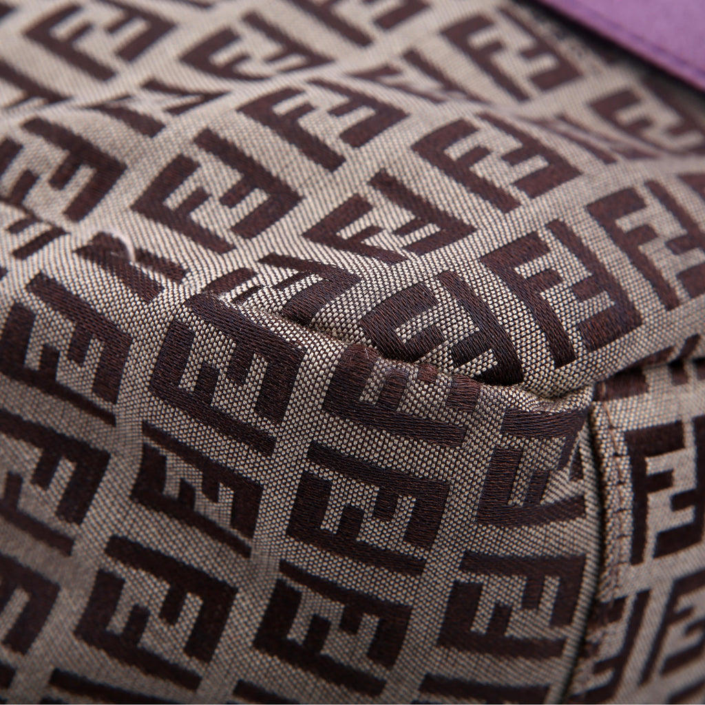 Fendi Zucchino Canvas Small Tote Purple