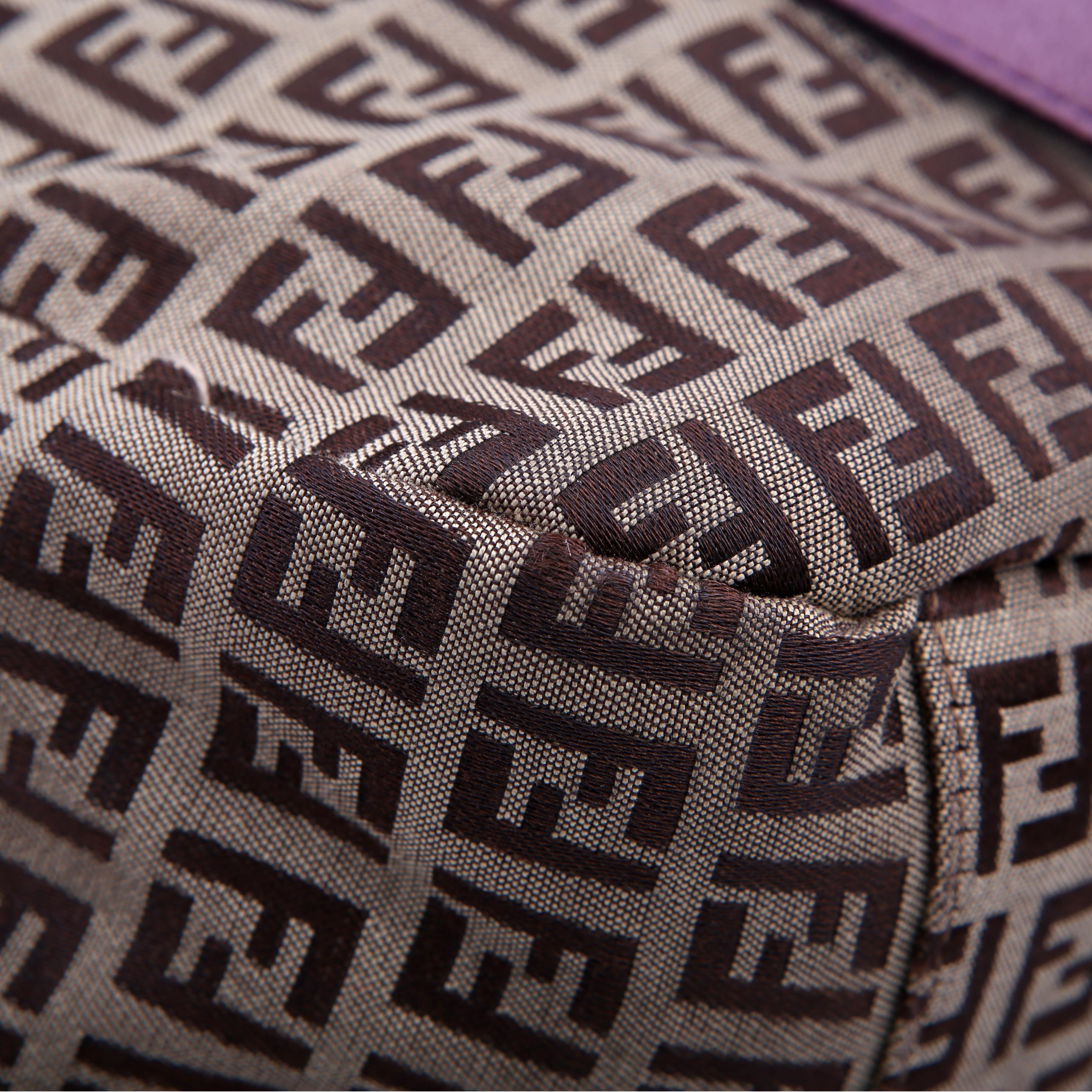 Fendi Zucchino Canvas Small Tote Purple