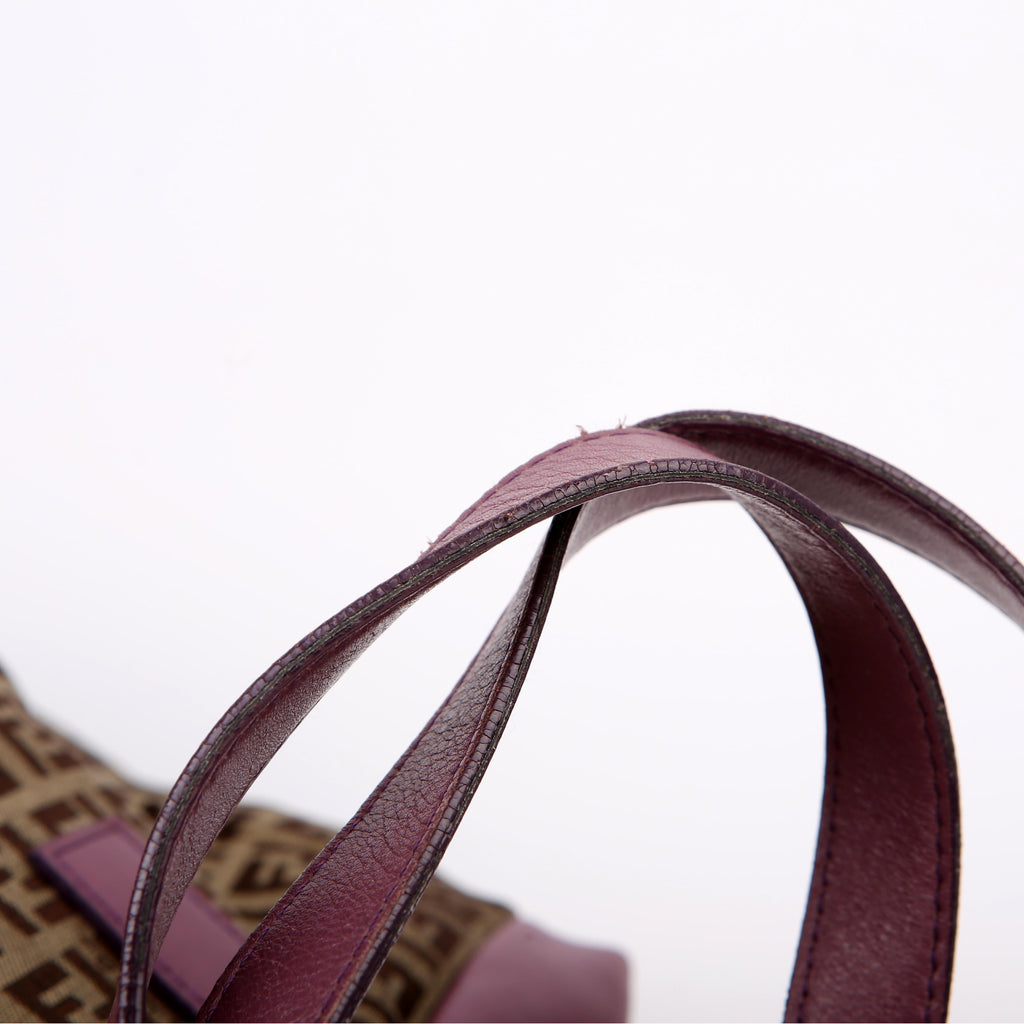 Fendi Zucchino Canvas Small Tote Purple