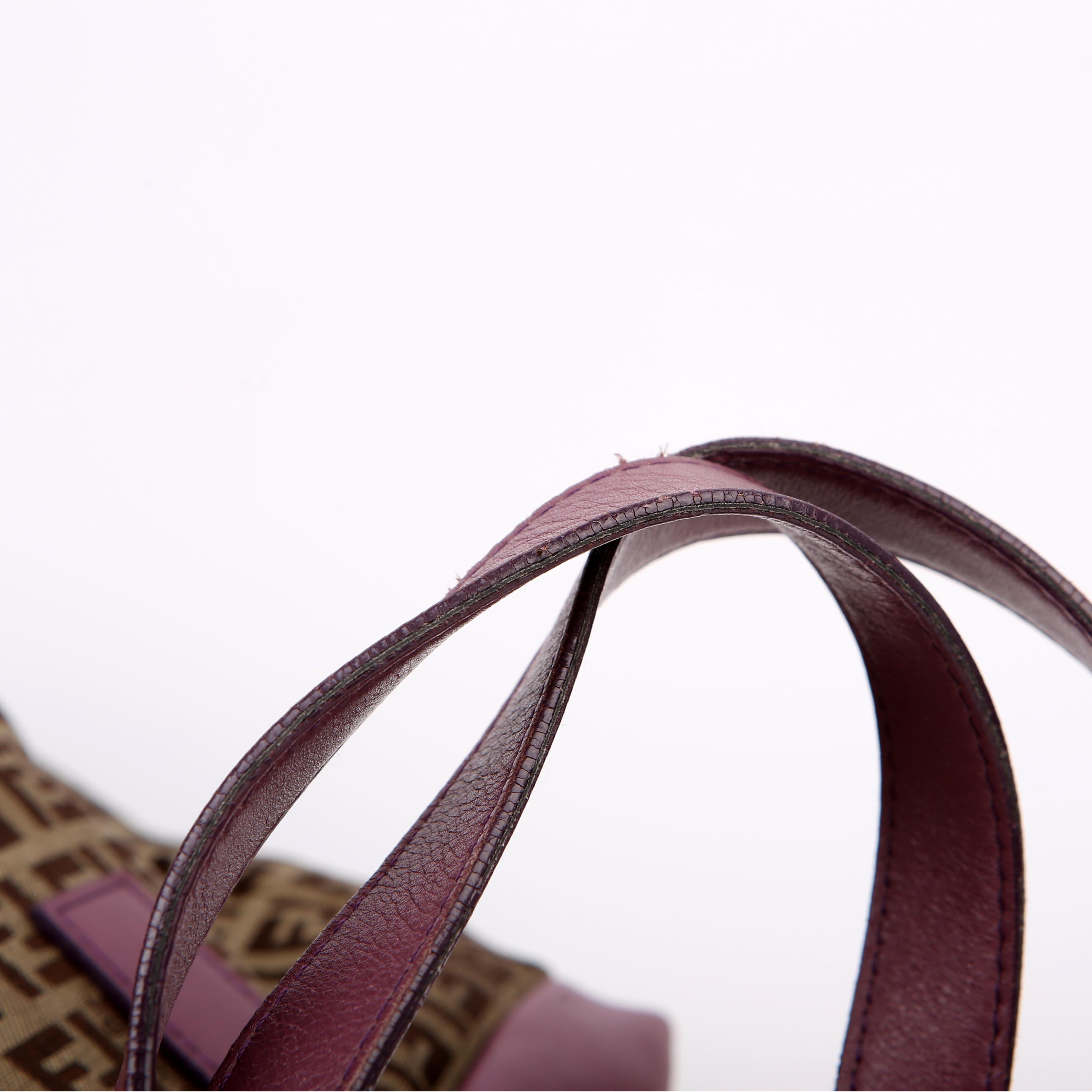 Fendi Zucchino Canvas Small Tote Purple