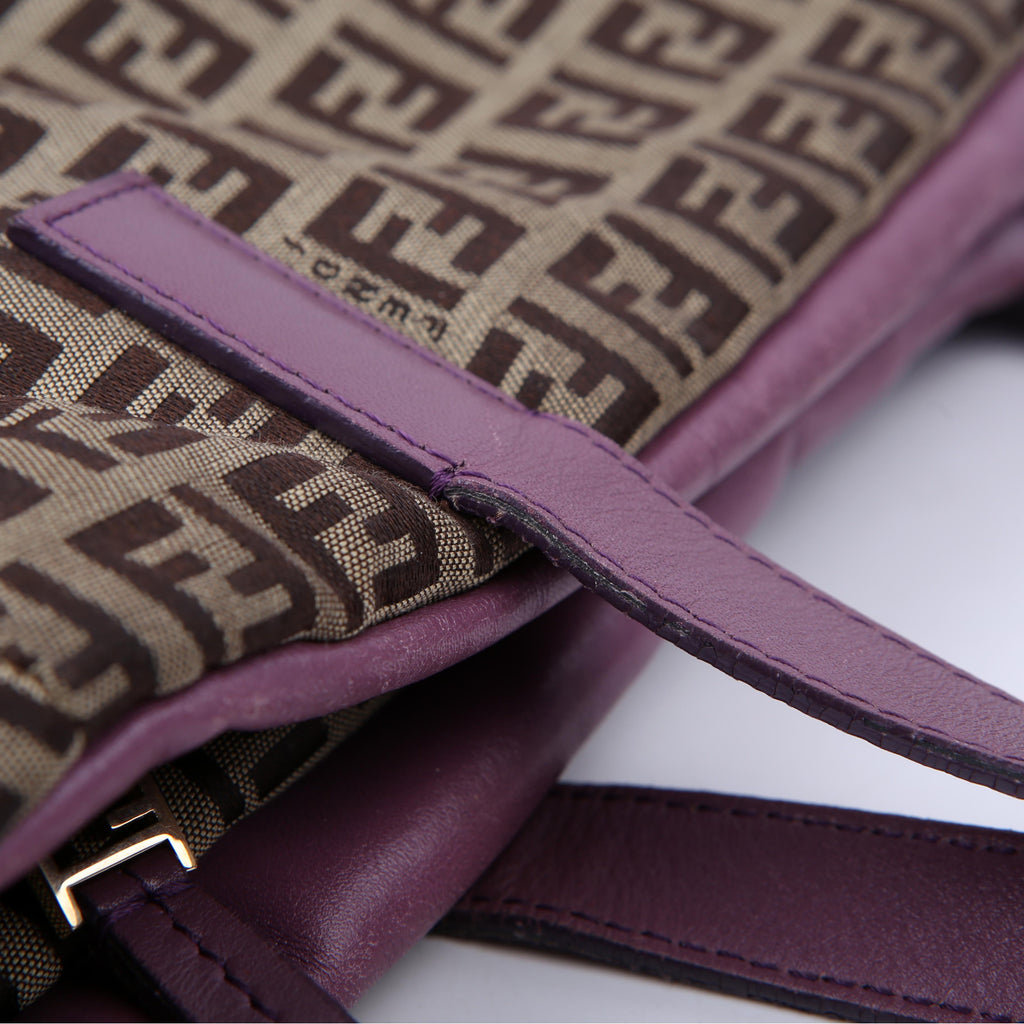 Fendi Zucchino Canvas Small Tote Purple