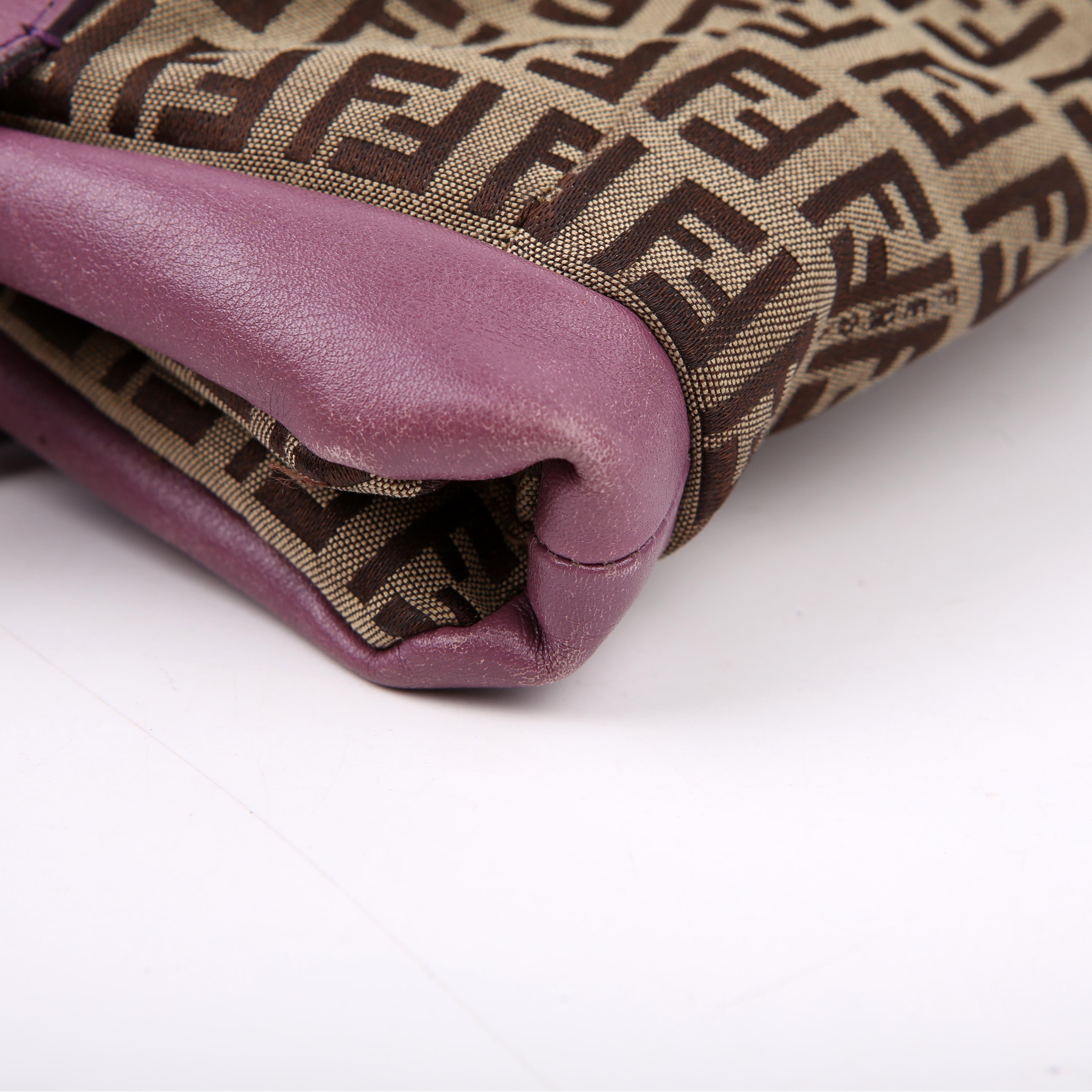 Fendi Zucchino Canvas Small Tote Purple