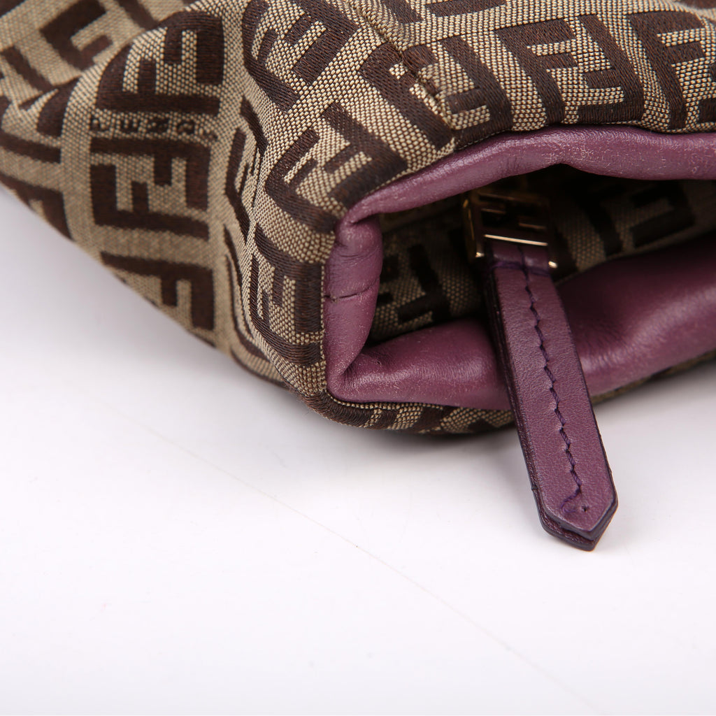 Fendi Zucchino Canvas Small Tote Purple