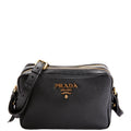 Vitello Daino Double Zip Crossbody Black