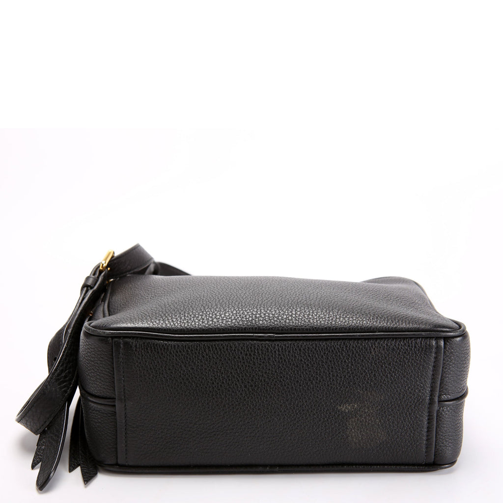 Vitello Daino Double Zip Crossbody Black