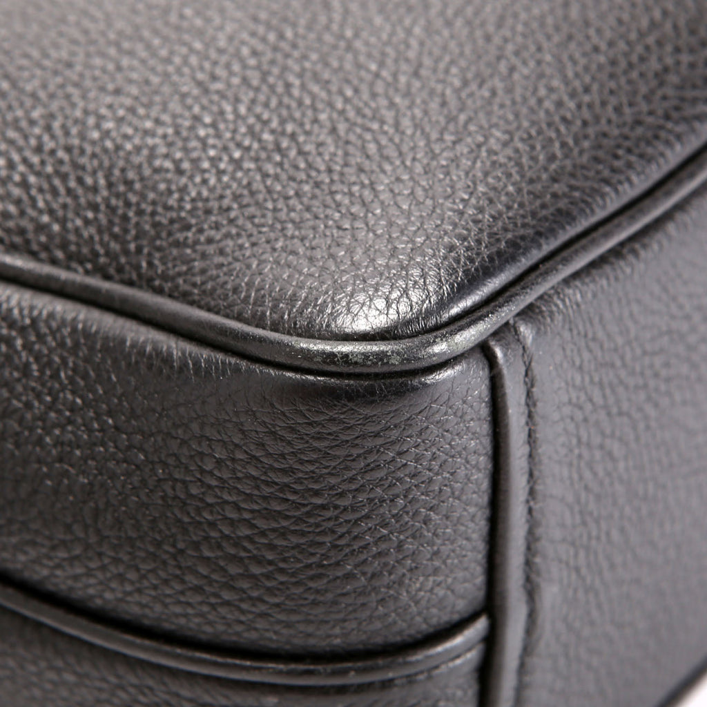 Vitello Daino Double Zip Crossbody Black