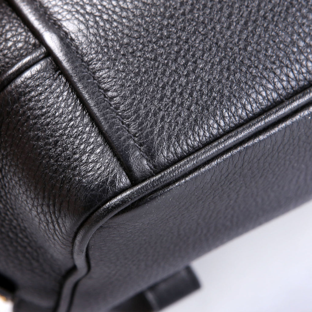 Vitello Daino Double Zip Crossbody Black