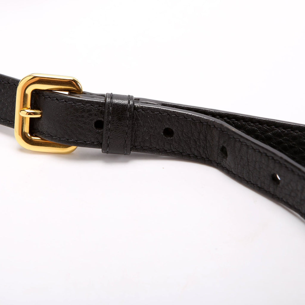Vitello Daino Double Zip Crossbody Black