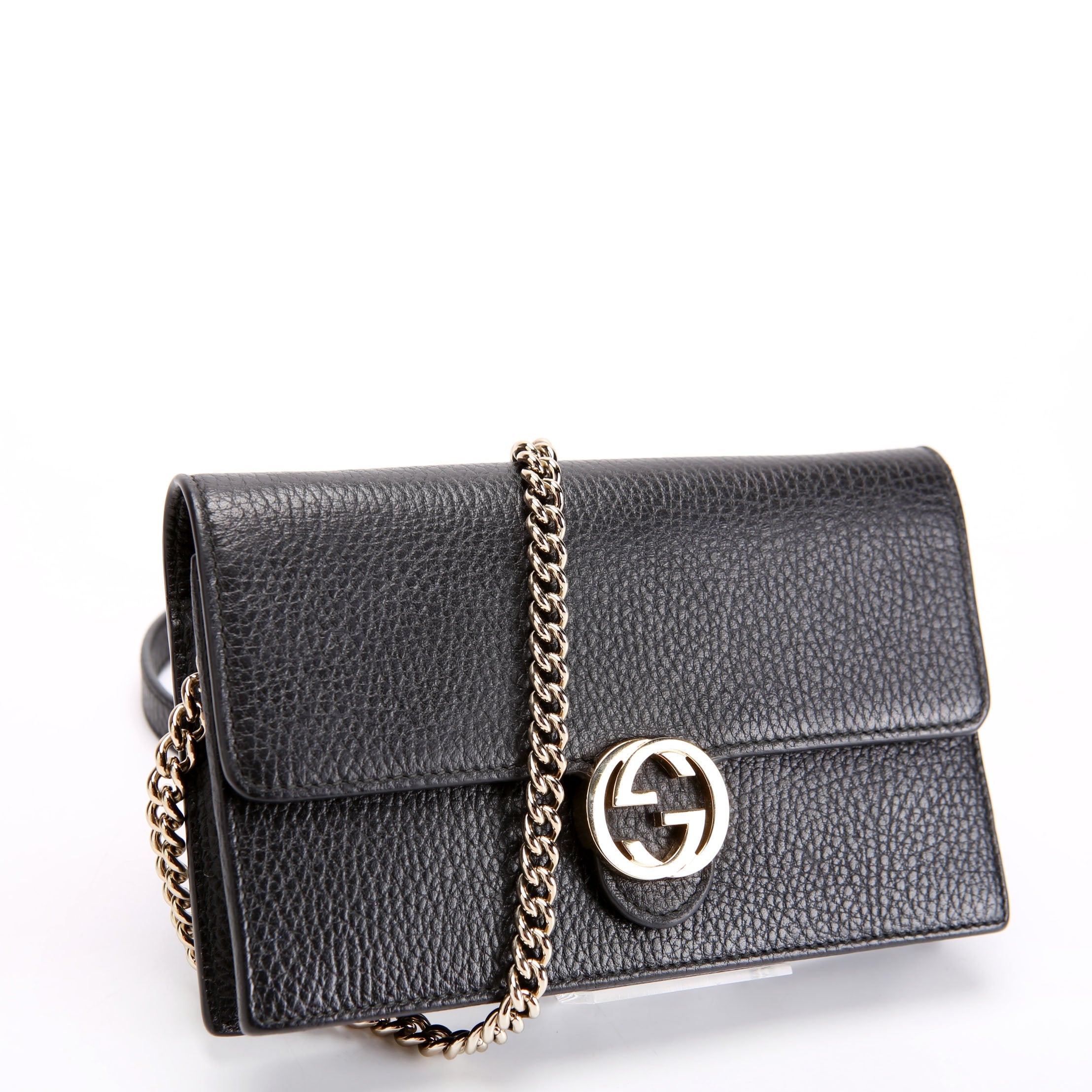 Gucci 510314 Interlocking GG Wallet On Chain Calfskin Black