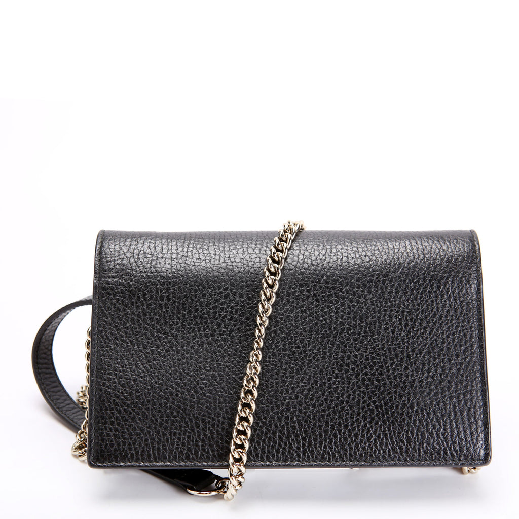 Gucci 510314 Interlocking GG Wallet On Chain Calfskin Black