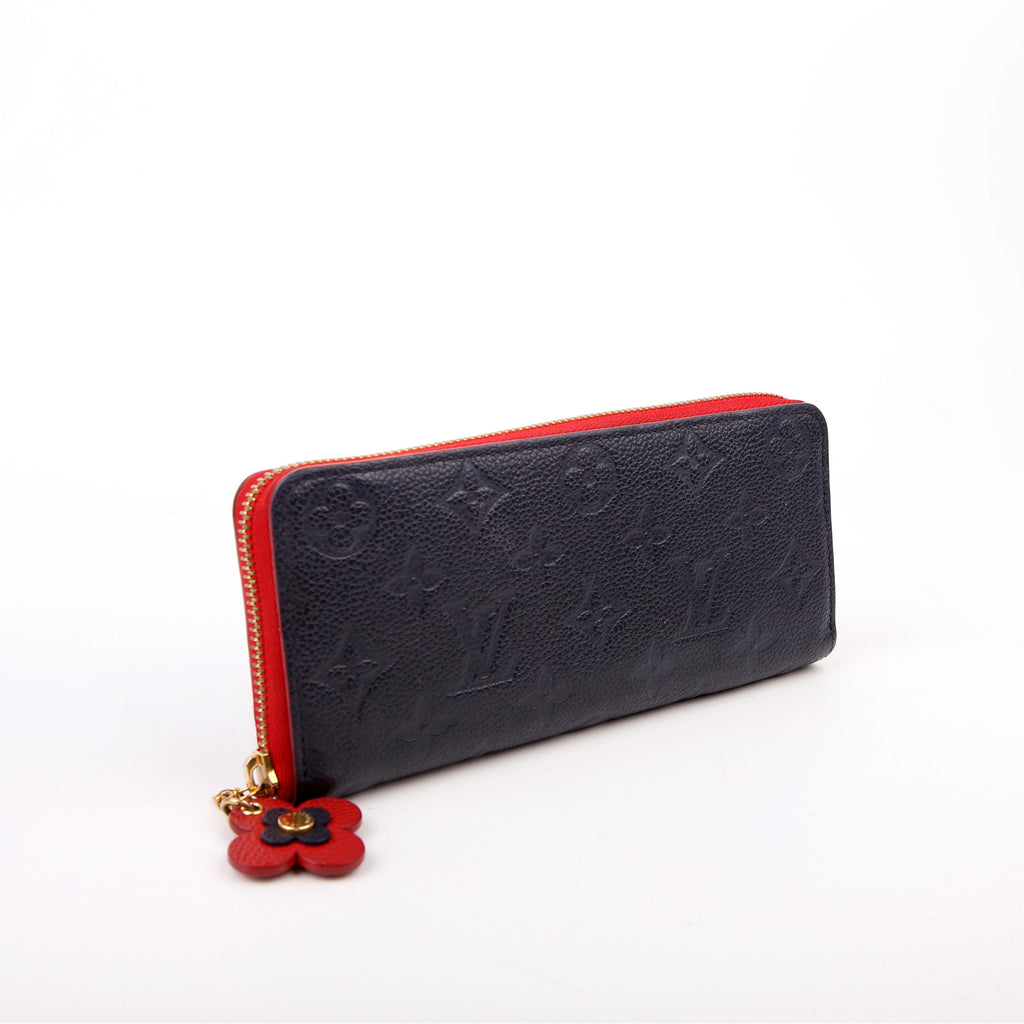 Clemence Wallet Flower Empreinte Navy/Red