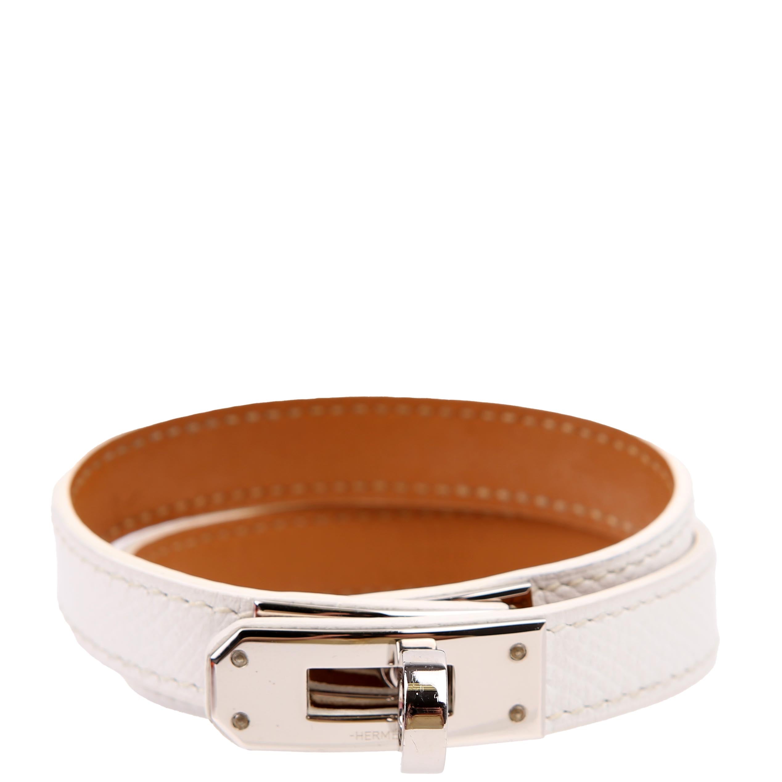 Hermes Kelly Double Tour Bracelet White