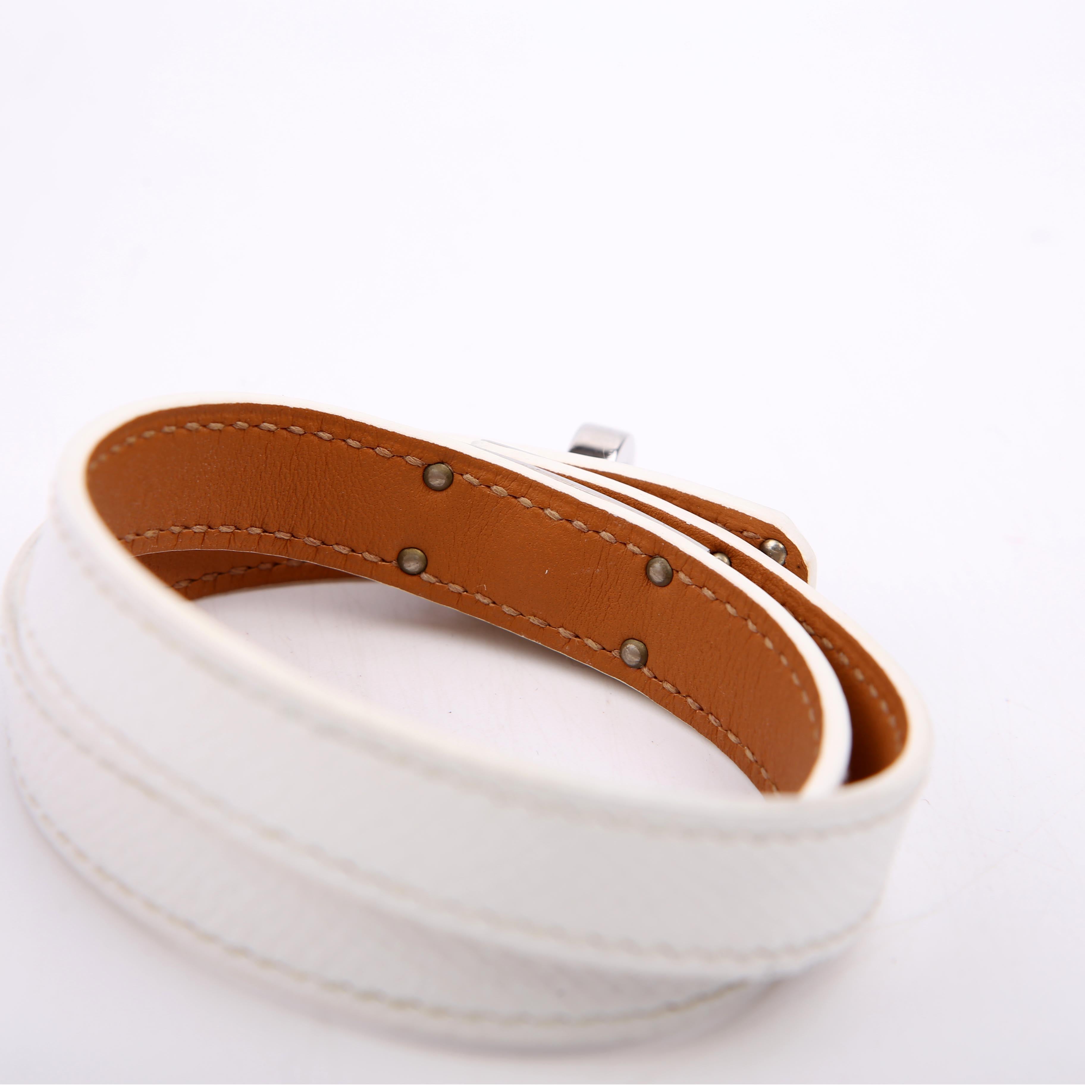 Hermes Kelly Double Tour Bracelet White