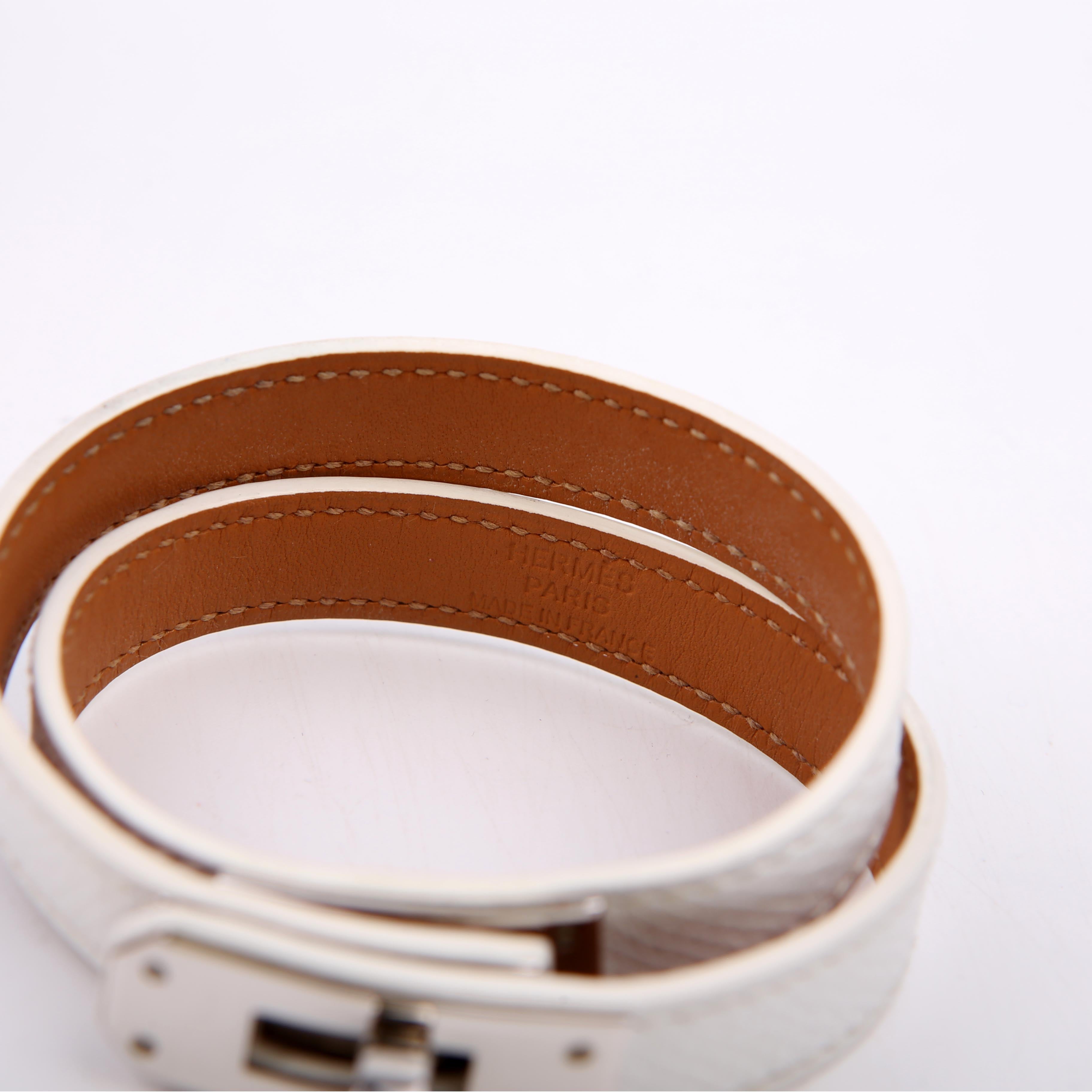 Hermes Kelly Double Tour Bracelet White
