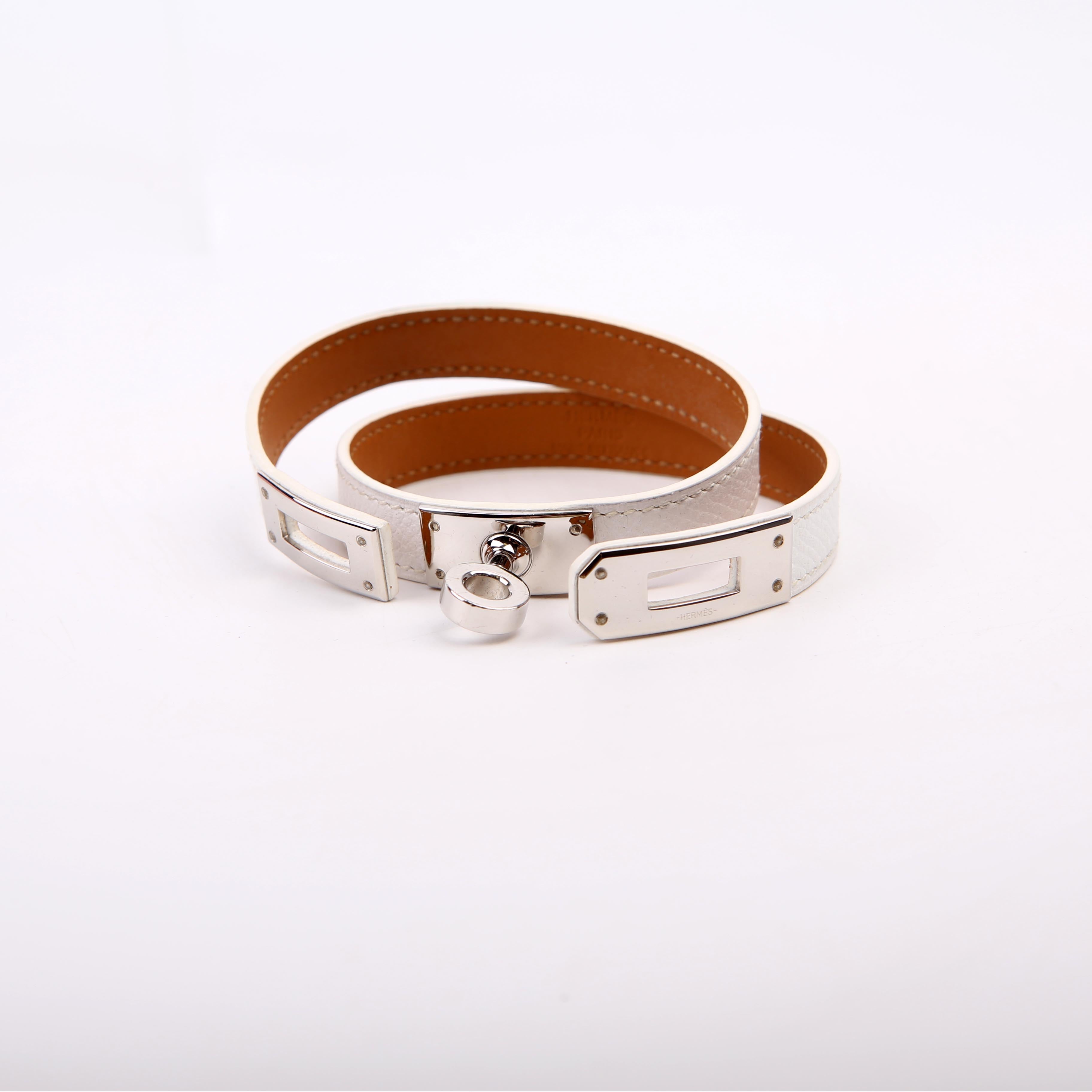 Hermes Kelly Double Tour Bracelet White