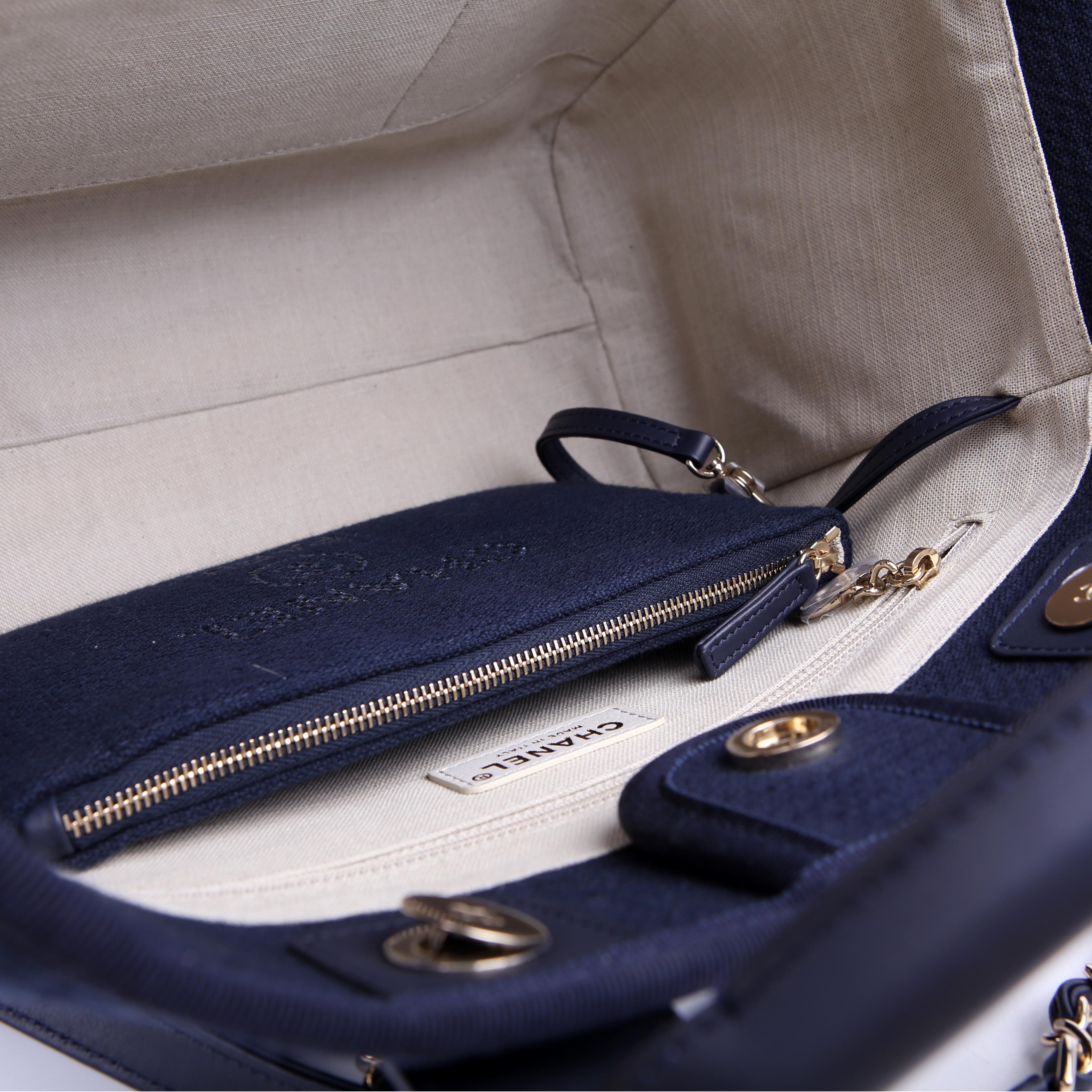 Deauville Small With Pouch Mixed Fibers Navy