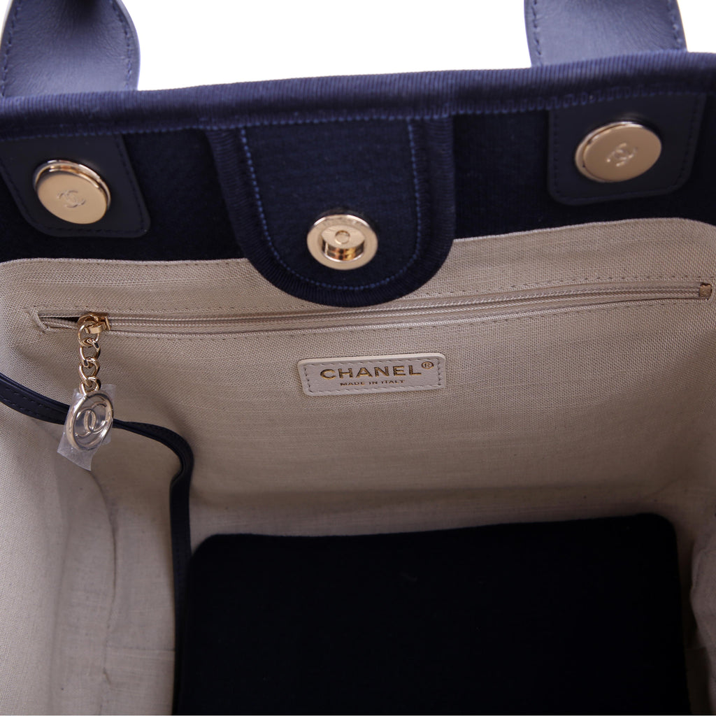 Deauville Small With Pouch Mixed Fibers Navy