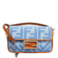 8BS017 FF Denim Mini Baguette Blue