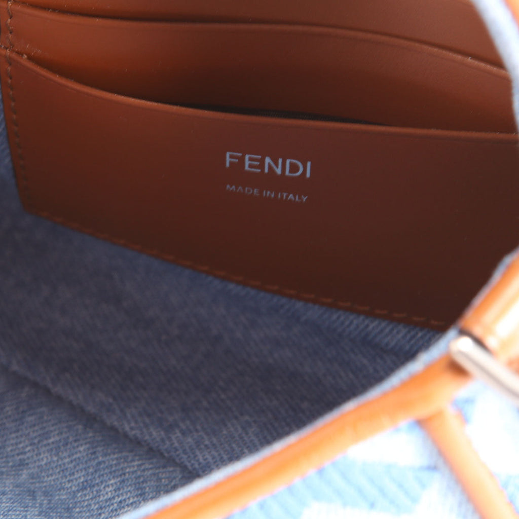 8BS017 FF Denim Mini Baguette Blue