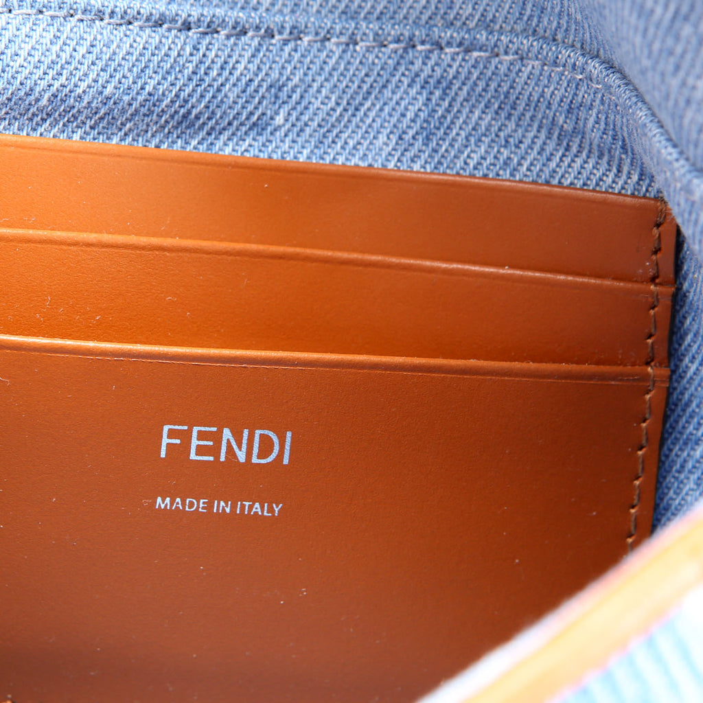 8BS017 FF Denim Mini Baguette Blue