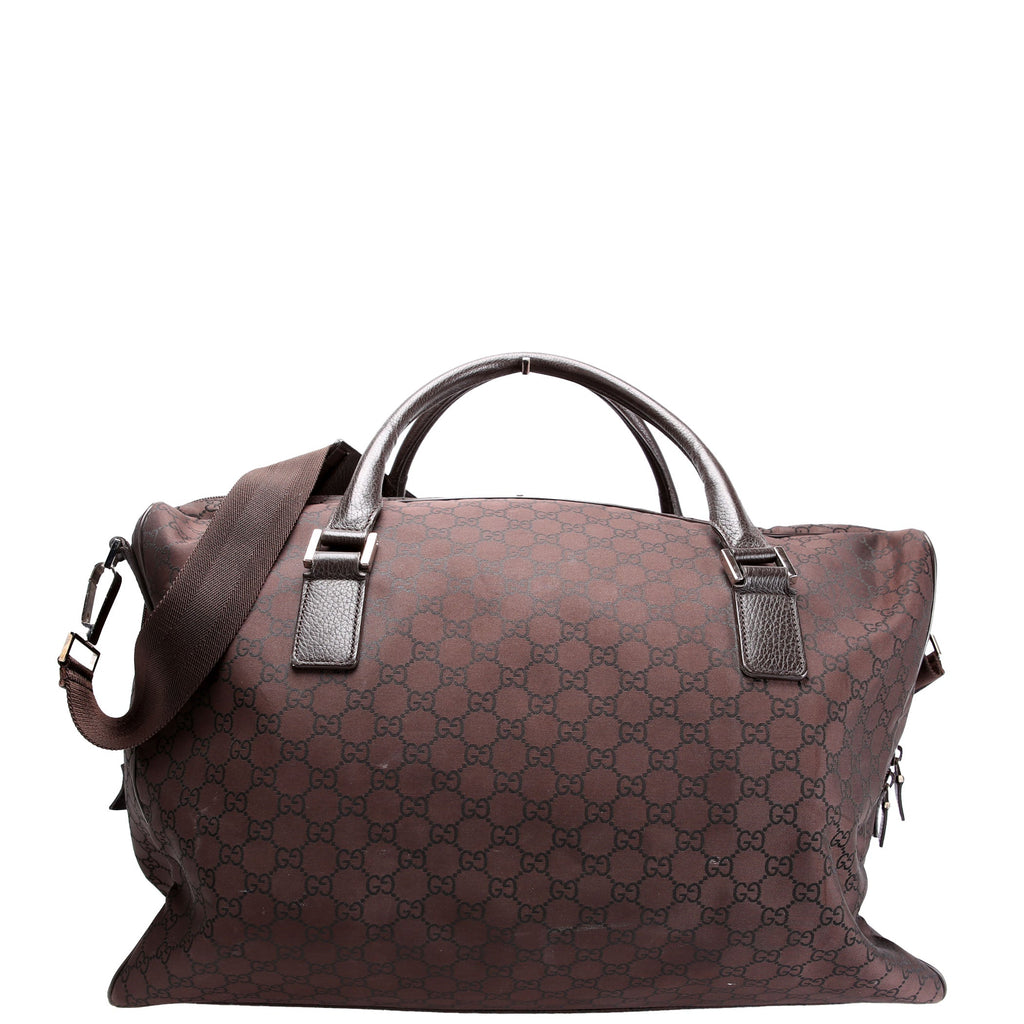 Gucci 196356 GG Canvas Duffle Bag Brown