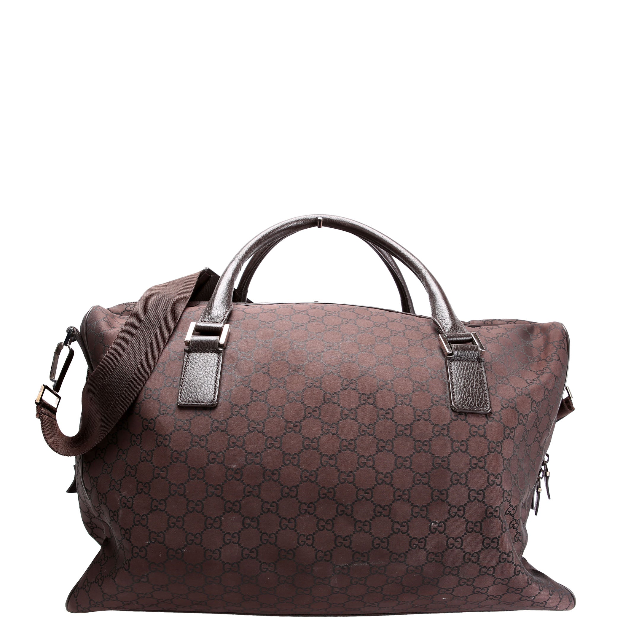 Gucci 196356 GG Canvas Duffle Bag Brown