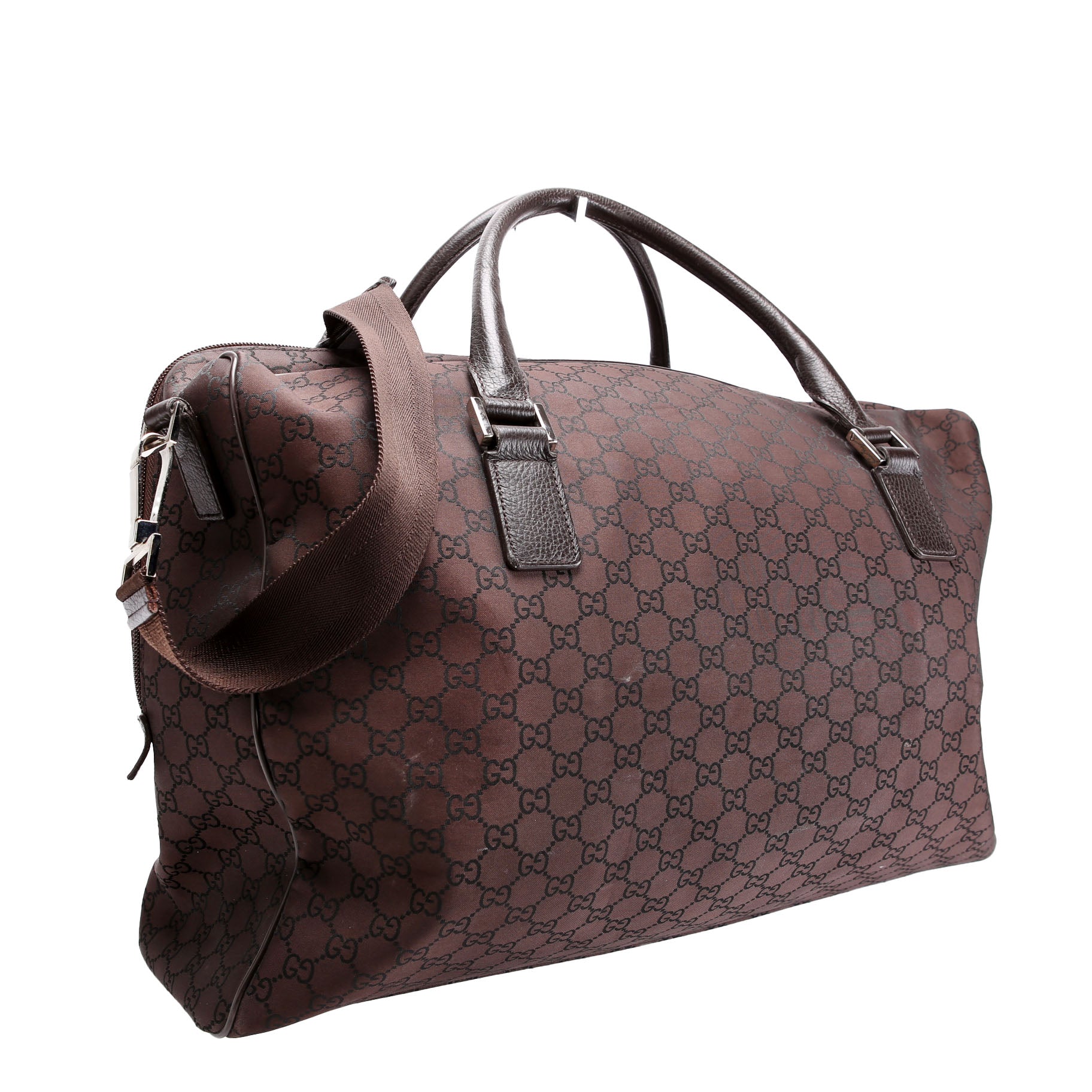 Gucci 196356 GG Canvas Duffle Bag Brown