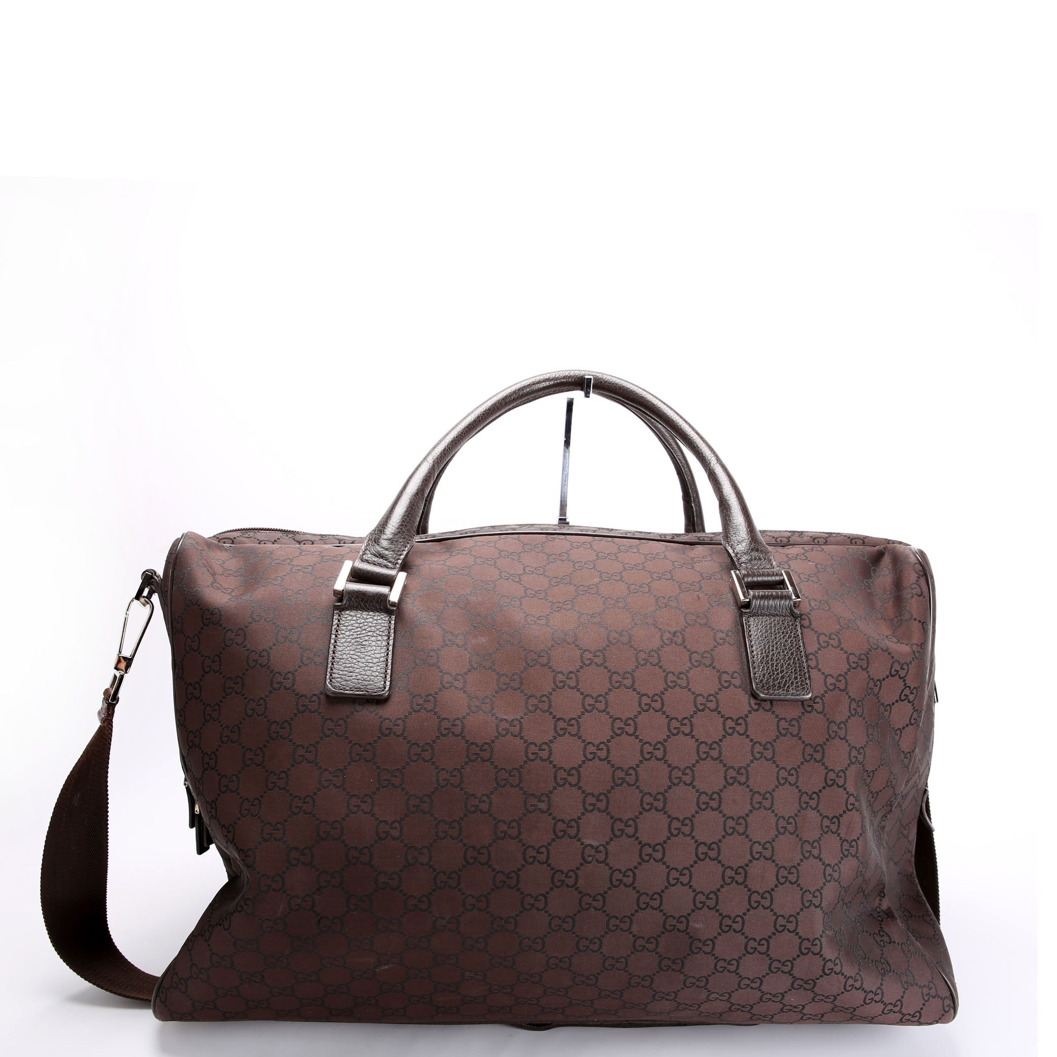 Gucci 196356 GG Canvas Duffle Bag Brown