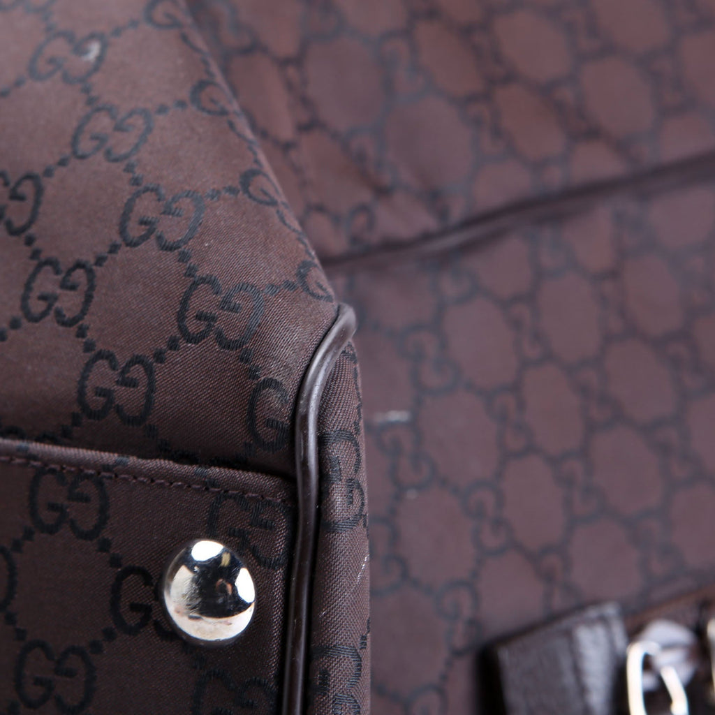 Gucci 196356 GG Canvas Duffle Bag Brown